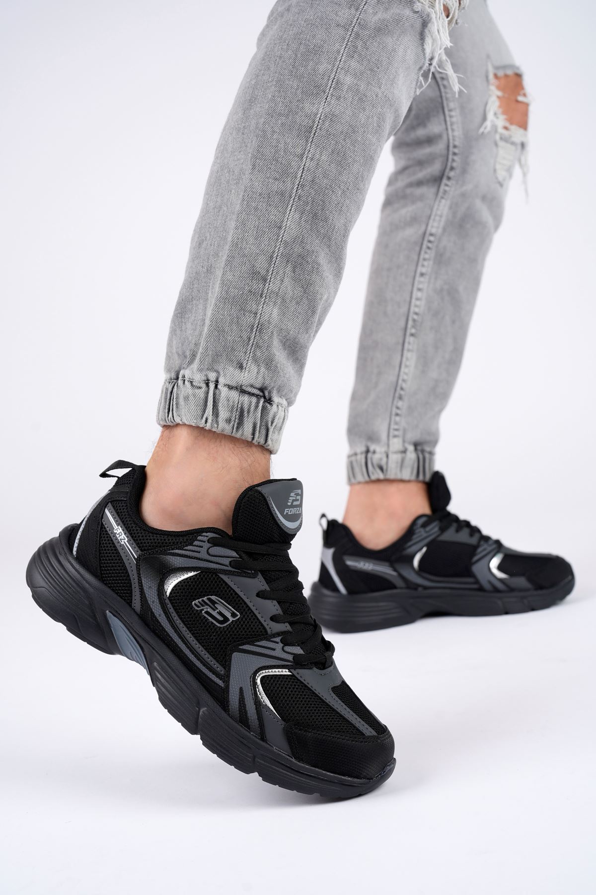 Freemax Unisex Anatomik Garantili Çok Hafif 270 gr Esnek Rahat Sneaker Konforlu Spor Ayakkabıı 2355 Siyah Füme