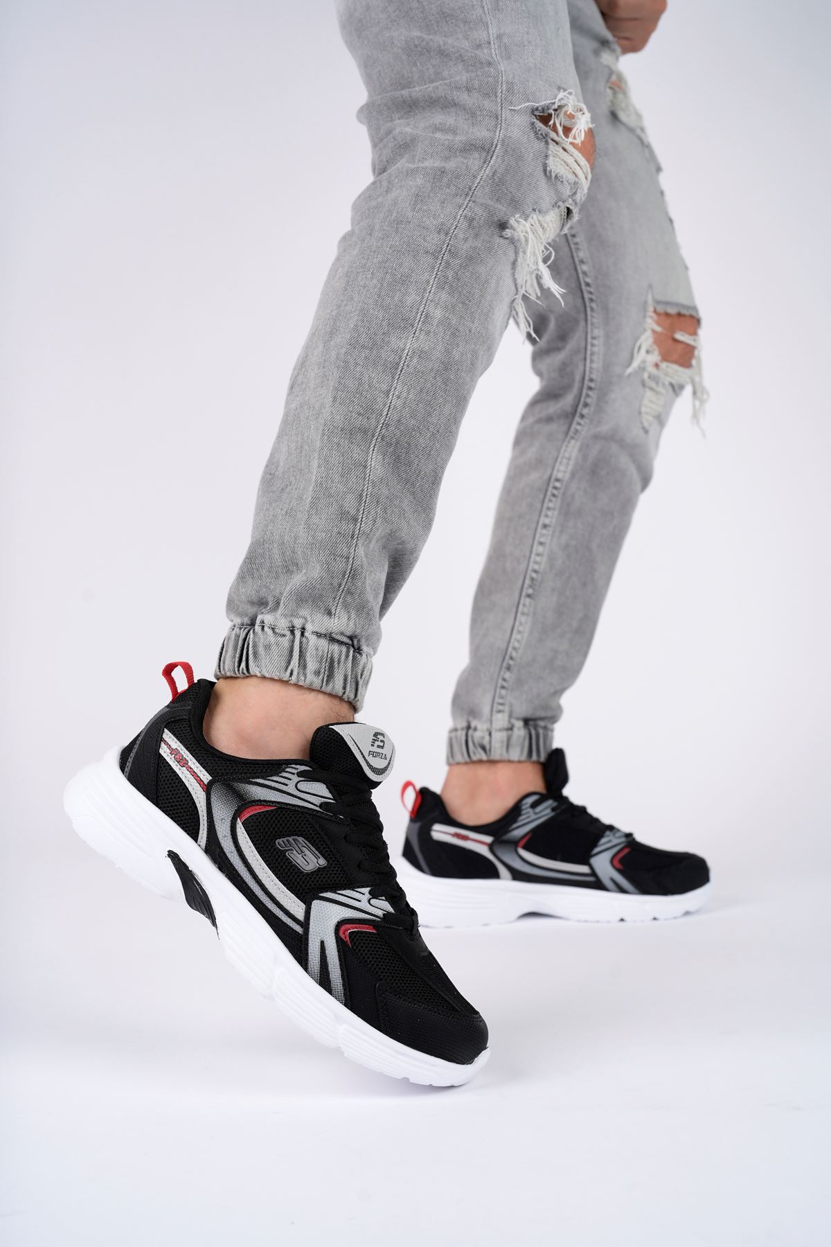 Freemax Unisex Anatomik Garantili Çok Hafif 270 gr Esnek Rahat Sneaker Konforlu Spor Ayakkabıı 2355 Siyah Kırmızı