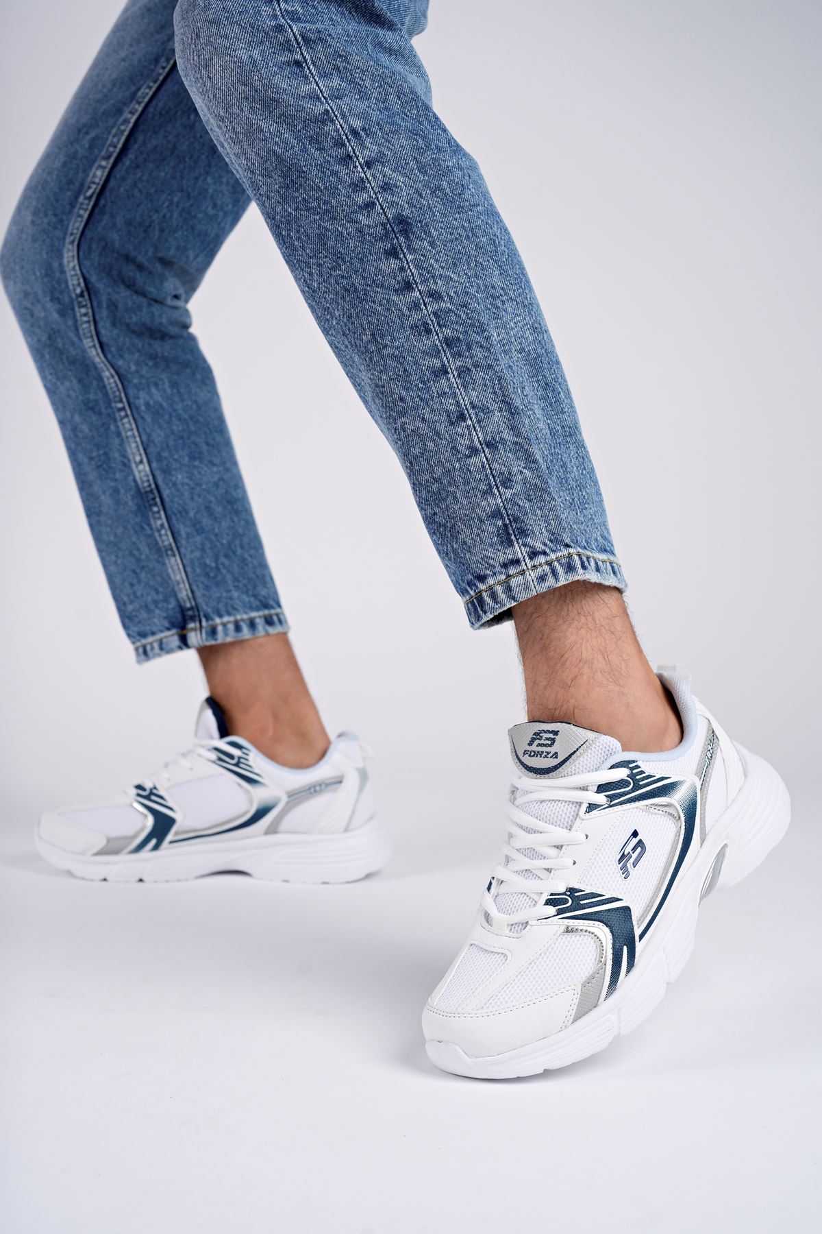 Freemax Unisex Anatomik Garantili Çok Hafif 270 gr Esnek Rahat Sneaker Konforlu Spor Ayakkabıı 2355 Beyaz Lacivert