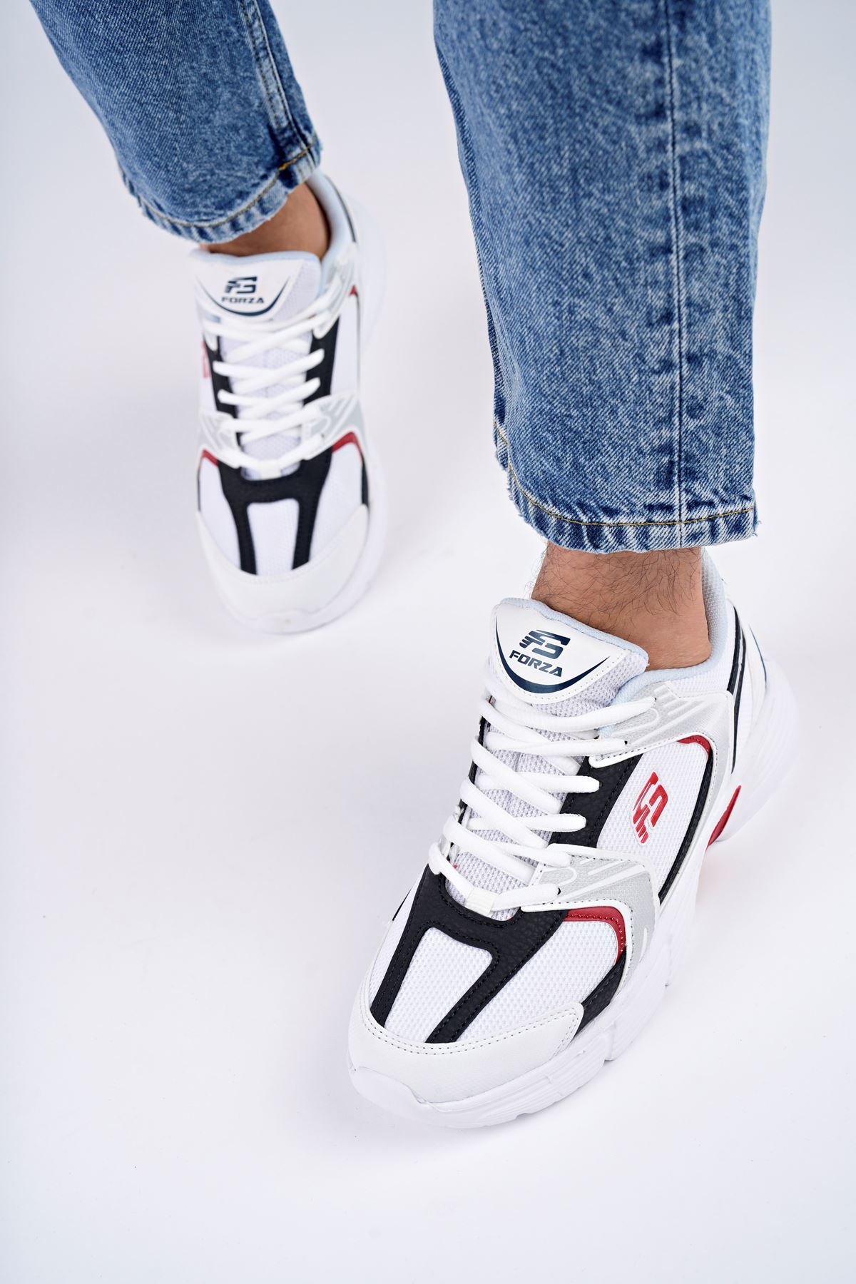 Freemax Unisex Anatomik Garantili Çok Hafif 270 gr Esnek Rahat Sneaker Konforlu Spor Ayakkabıı 2355 Beyaz Laci Kırmızı