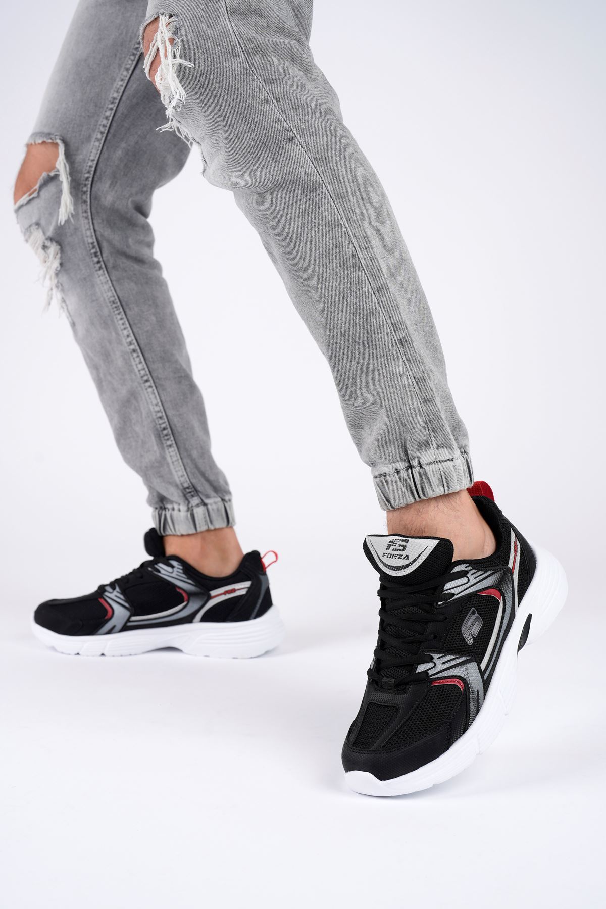 Freemax Unisex Anatomik Garantili Çok Hafif 270 gr Esnek Rahat Sneaker Konforlu Spor Ayakkabıı 2355 Siyah Kırmızı