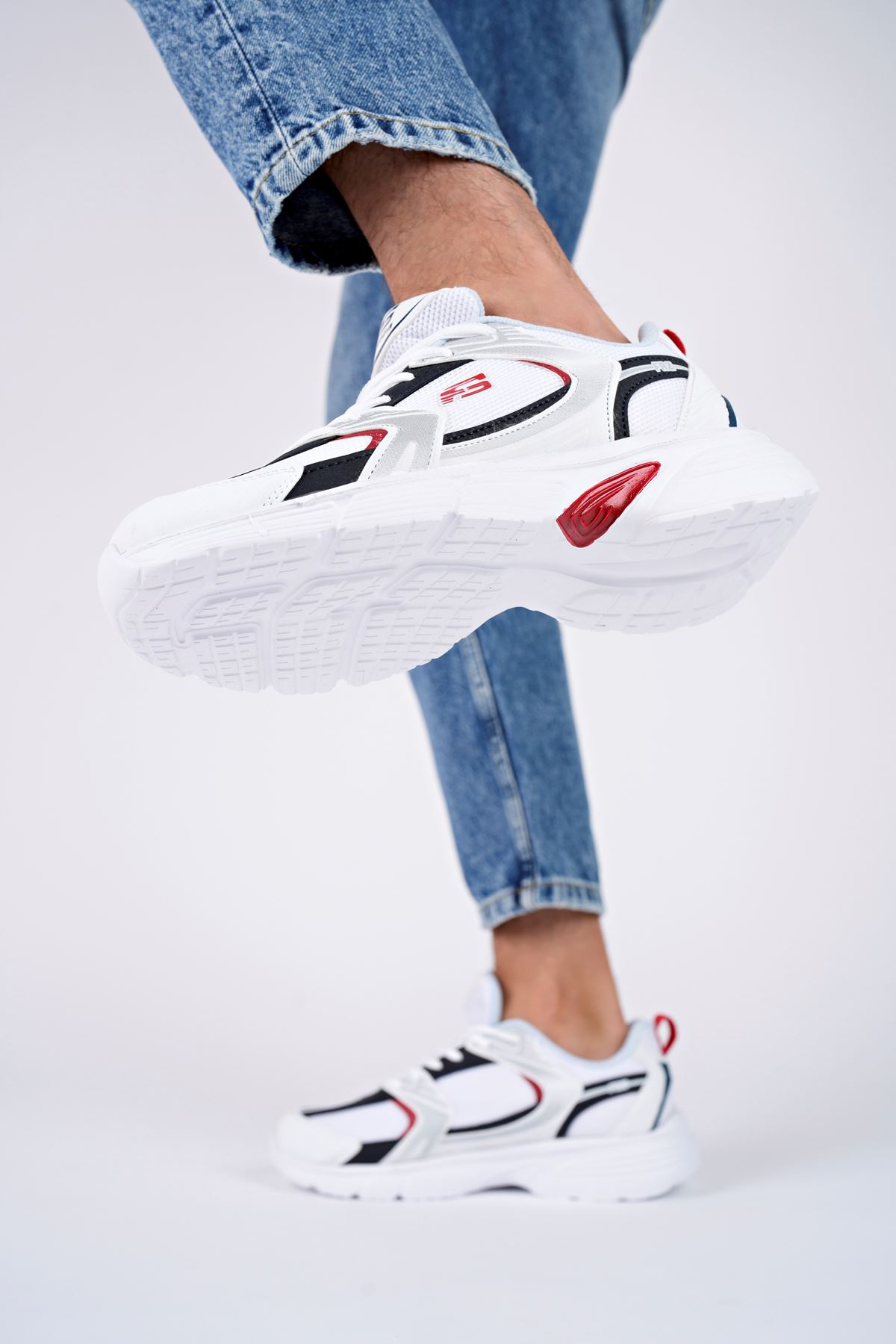 Freemax Unisex Anatomik Garantili Çok Hafif 270 gr Esnek Rahat Sneaker Konforlu Spor Ayakkabıı 2355 Beyaz Laci Kırmızı