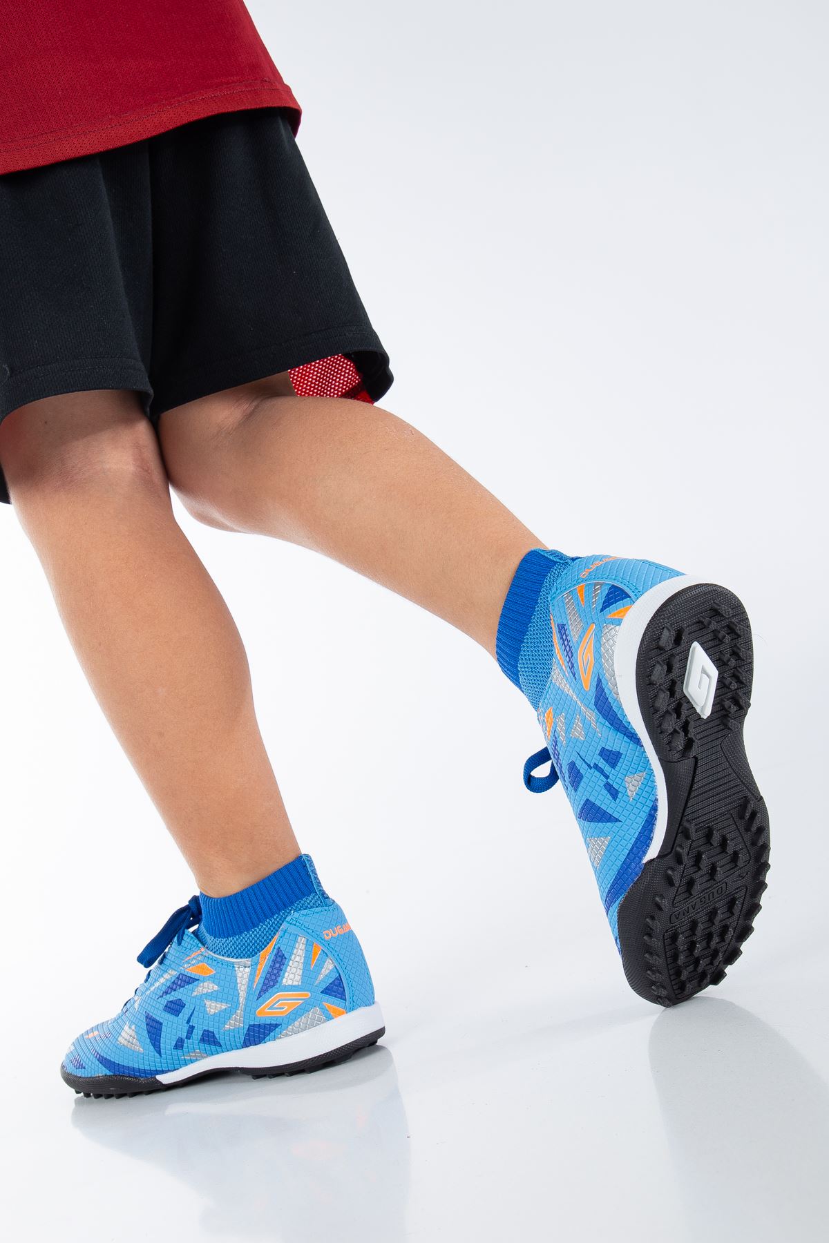 Freemax Unisex Çocuk Çoraplı Halı saha Futbol Ayakkabısı Dgn 2303 Mavi Orange