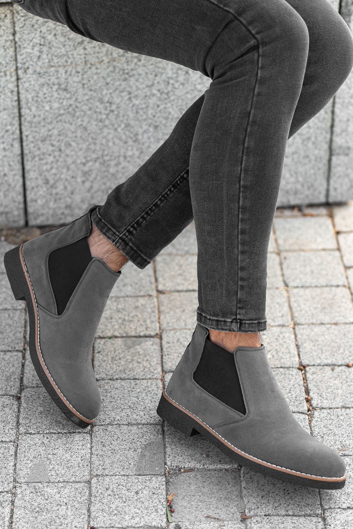 Freemax Unisex Ortopedik iç Tabanlık Suya Dayanıklı Chelsea Bot Garantili ÜrünFreemax.30141 Süet Gri