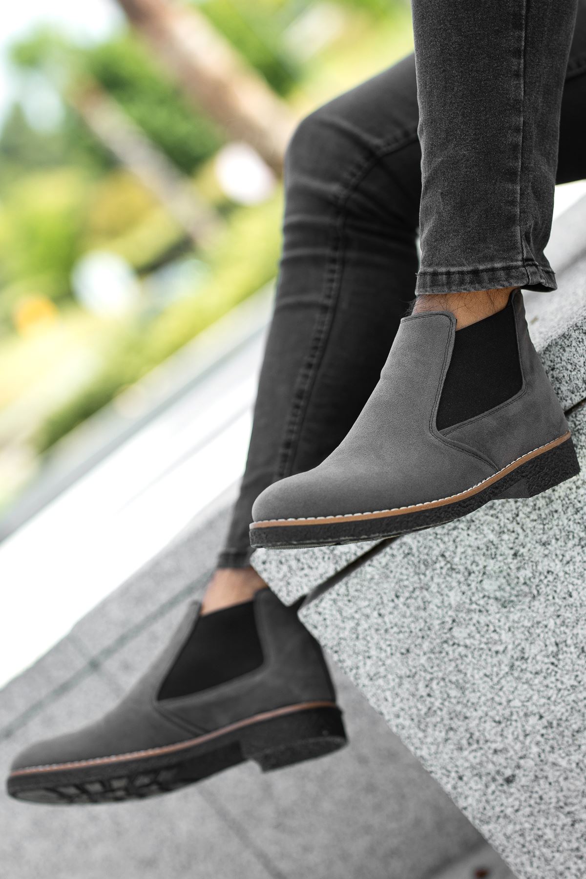 Freemax Unisex Ortopedik iç Tabanlık Suya Dayanıklı Chelsea Bot Garantili ÜrünFreemax.30141 Süet Gri