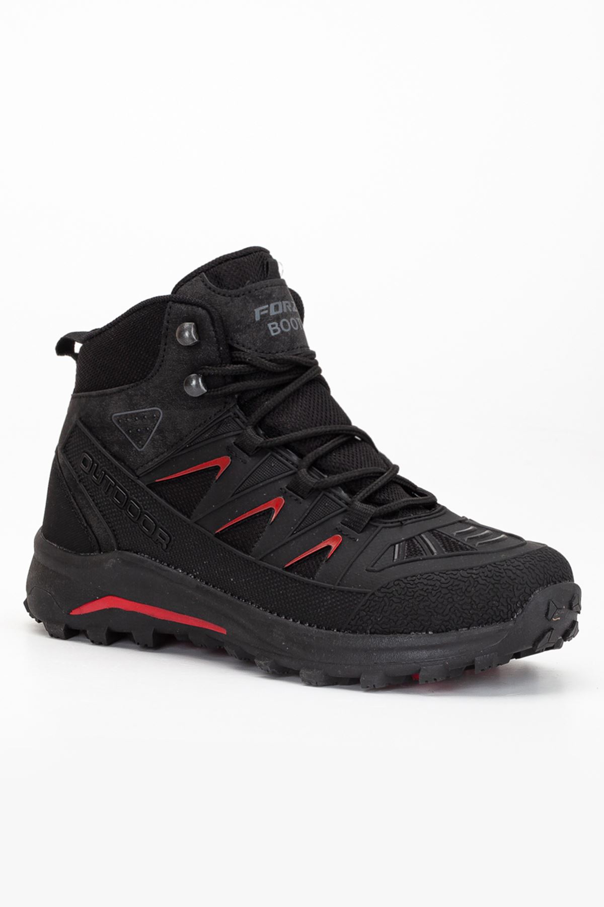 Freemax Erkek Watertight Trekking Su Geçirmez Kauçuk Kaplama Garantili Kışlık Outdoor Bot Esnek Kauçuk Taban Siyah Kırmızı