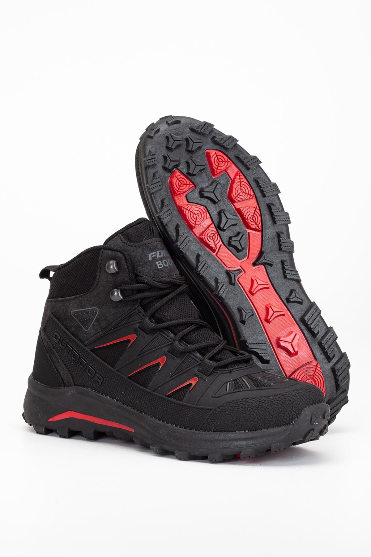 Freemax Erkek Watertight Trekking Su Geçirmez Kauçuk Kaplama Garantili Kışlık Outdoor Bot Esnek Kauçuk Taban Siyah Kırmızı
