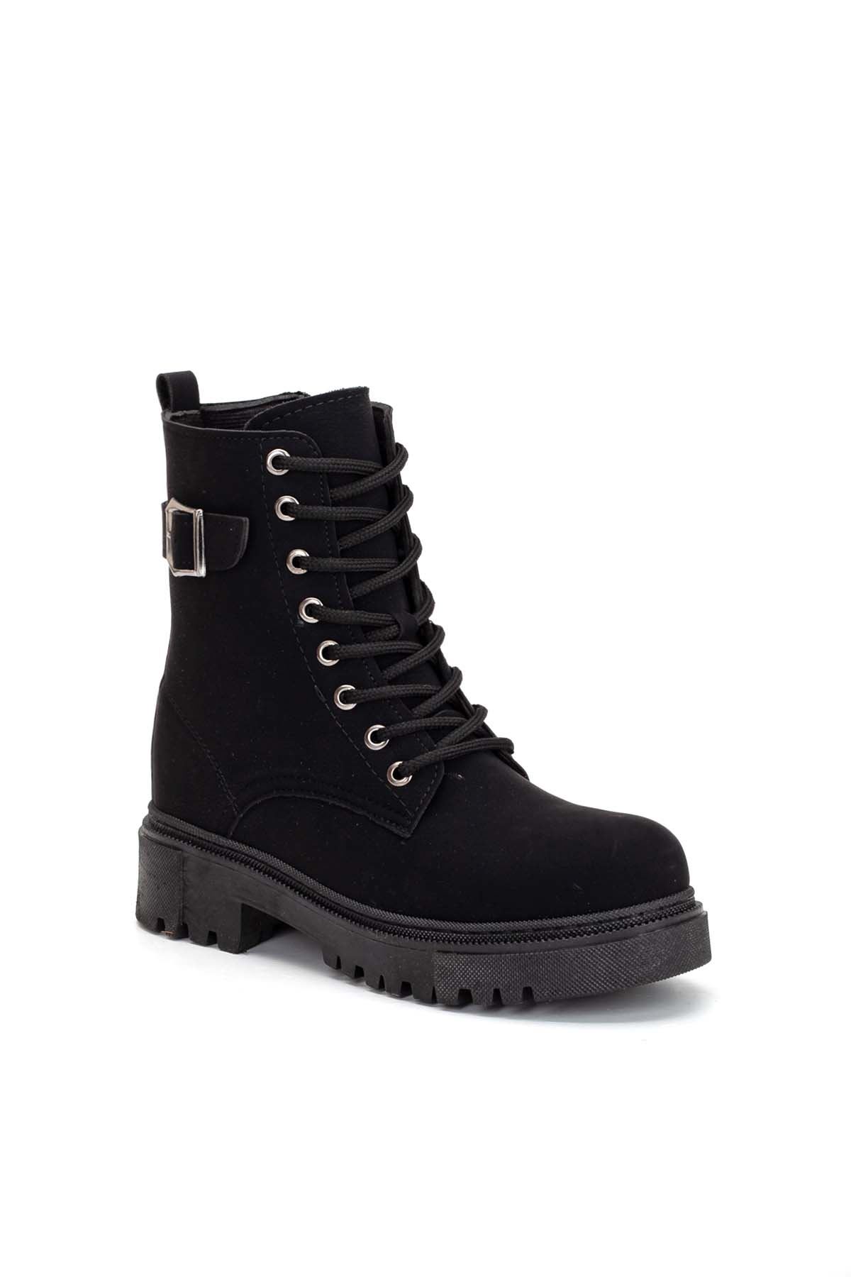 Freemax Kadın Çok Hafif Garantili Esnek Kaymaz Kauçuk Taban Kışlık Su Geçirmez Kadın Bot Çizme Freemax.ZEN.BOT.3040 NUBUK SİYAH