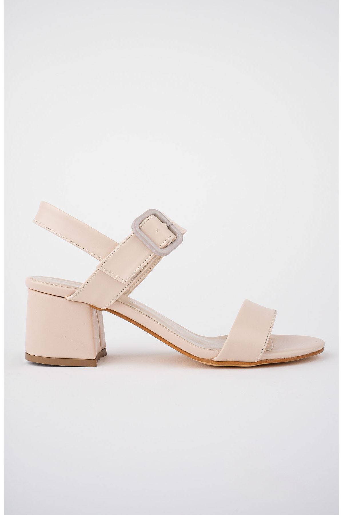 Freemax Kadın Klasik 6 cm Topuklu Renkli Ayakkabı abb.812 Ten