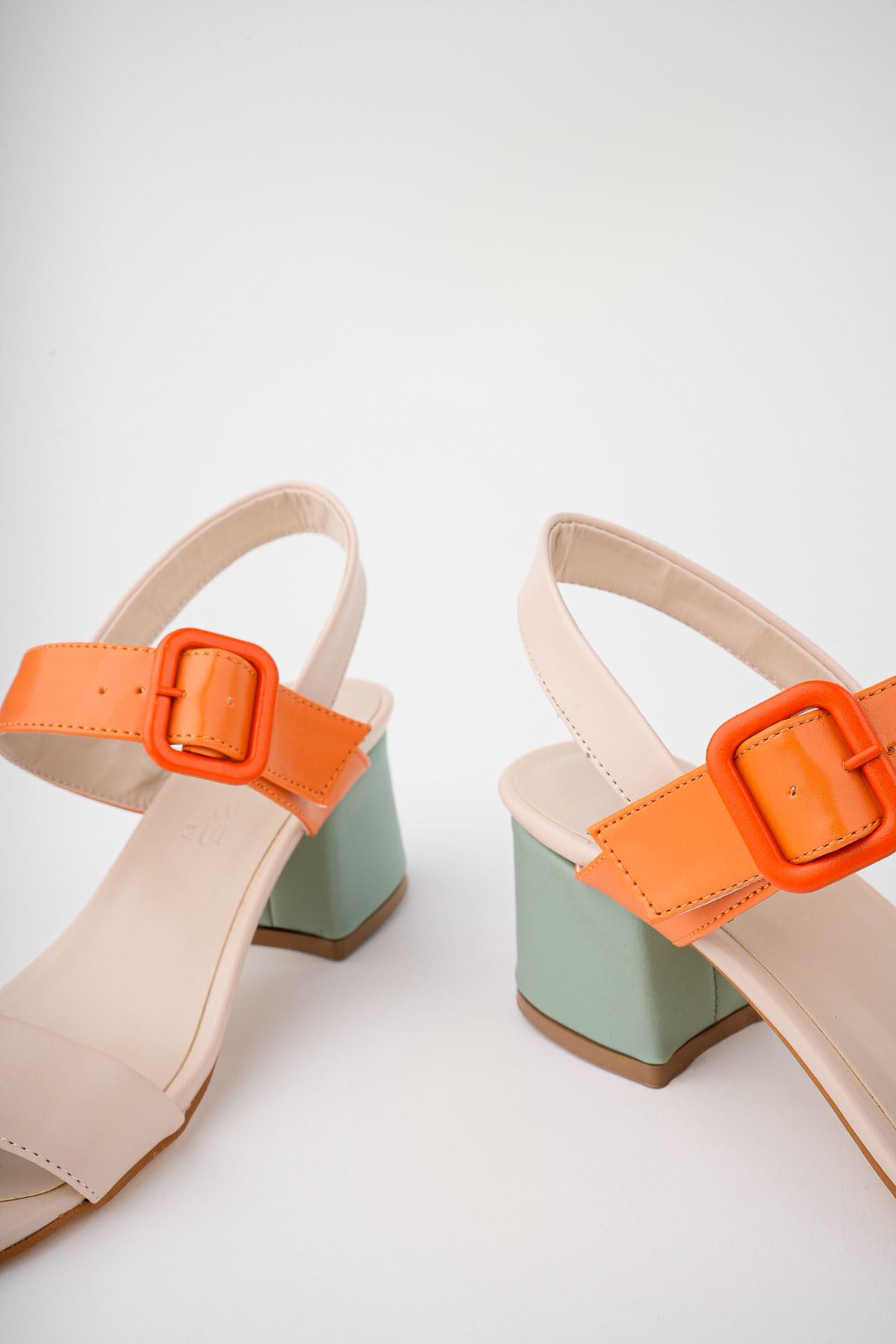 Freemax Kadın Klasik 6 cm Topuklu Renkli Ayakkabı abb.812 Ten Orange