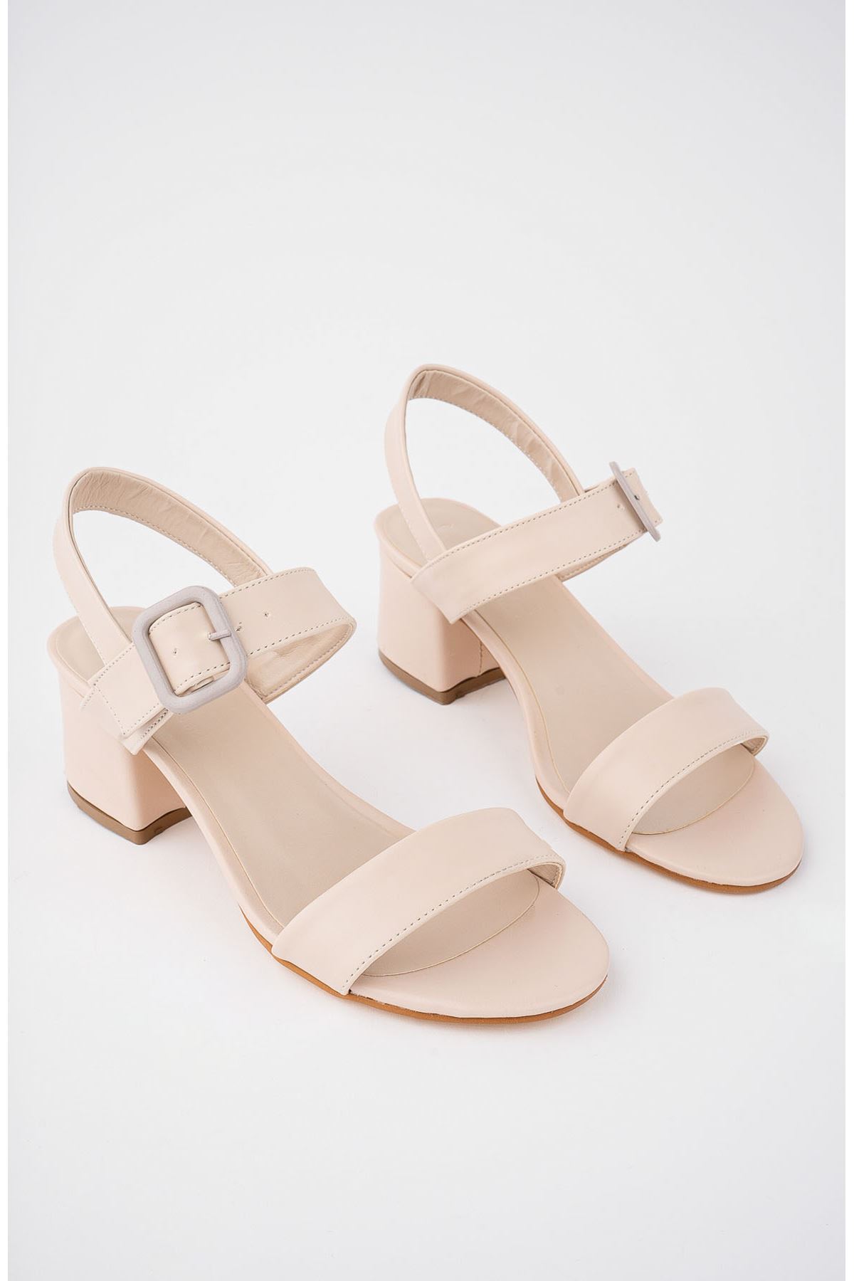 Freemax Kadın Klasik 6 cm Topuklu Renkli Ayakkabı abb.812 Ten