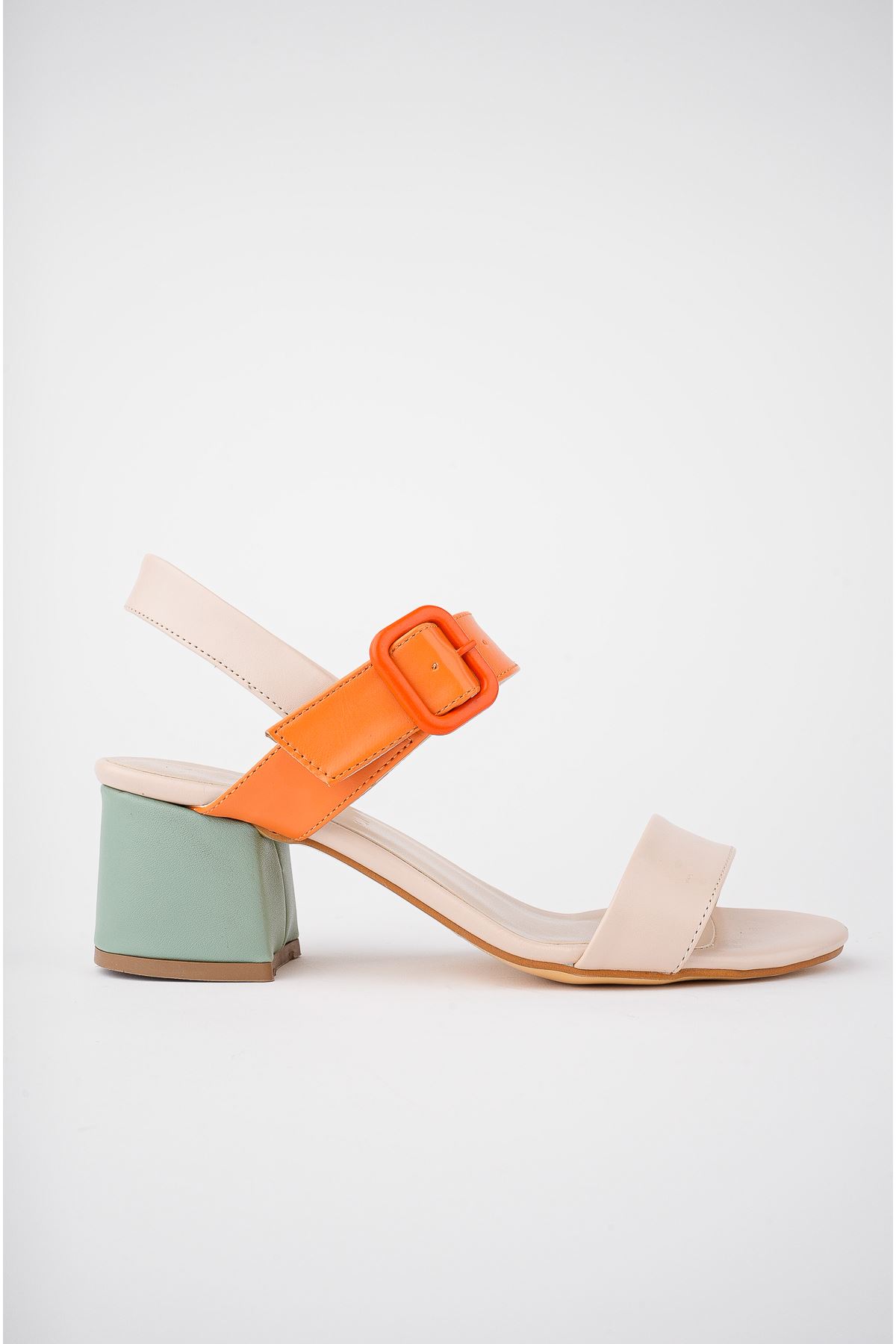 Freemax Kadın Klasik 6 cm Topuklu Renkli Ayakkabı abb.812 Ten Orange