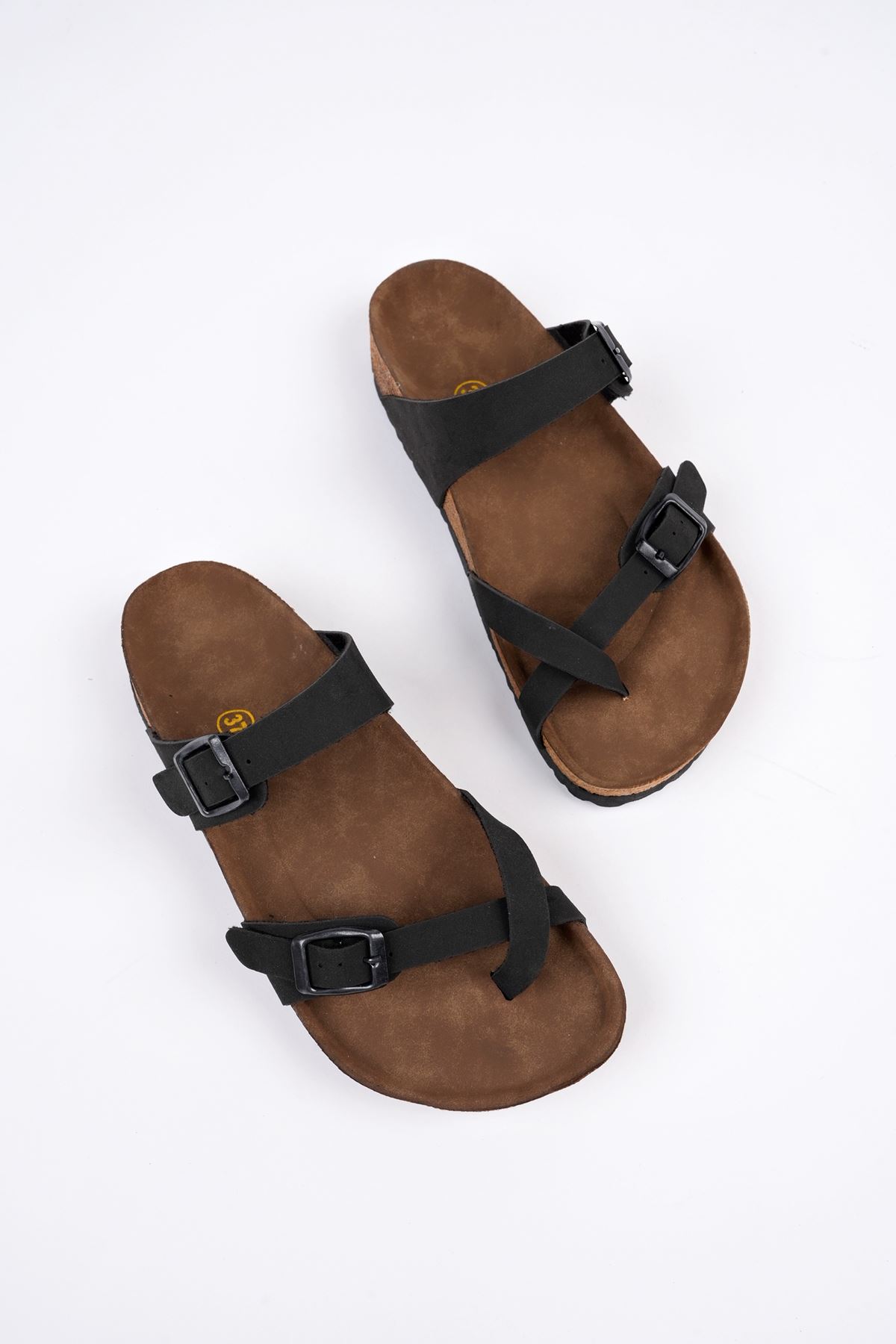 Freemax Kadın Garantili Anatomik Parmak Arası Yazlık Günlük Birken Mayari Terlik VEGAN4096 Siyah