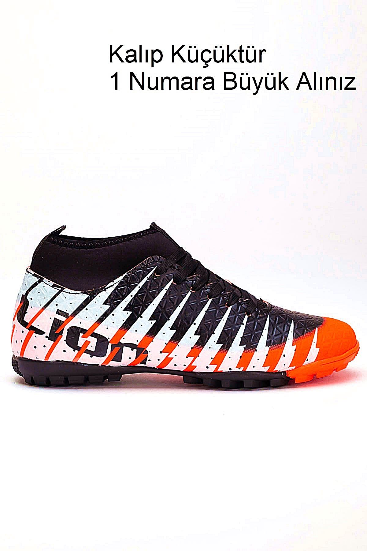 Freemax Çoraplı Çocuk Halı Saha Futbol Ayakkabısı Freemax.1453CCKHS Turuncu Siyah