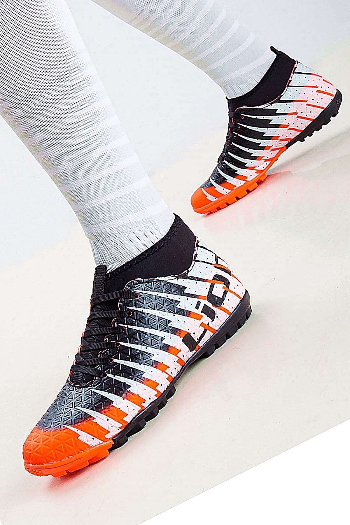 Freemax Çoraplı Çocuk Halı Saha Futbol Ayakkabısı Freemax.1453CCKHS Turuncu Siyah