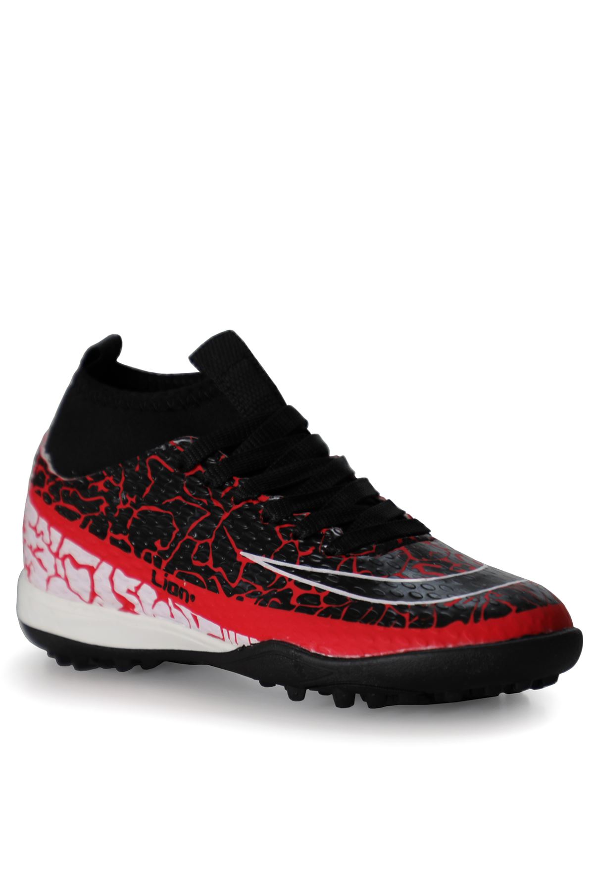 Freemax Garantili Çoraplı Çocuk Halı Saha Futbol Ayakkabısı Freemax.1071CCKHS Kırmızı Siyah
