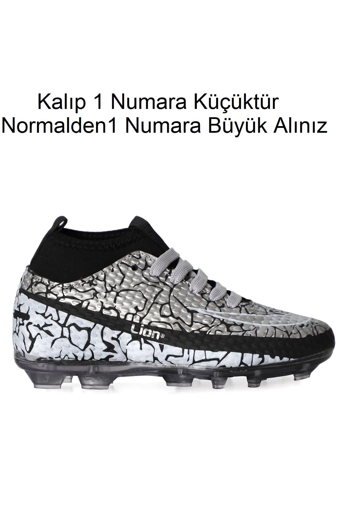 Freemax Garantili Çoraplı Çocuk Krampon Futbol Ayakkabısı Freemax.1071CCKKRMP Siyah Gümüş