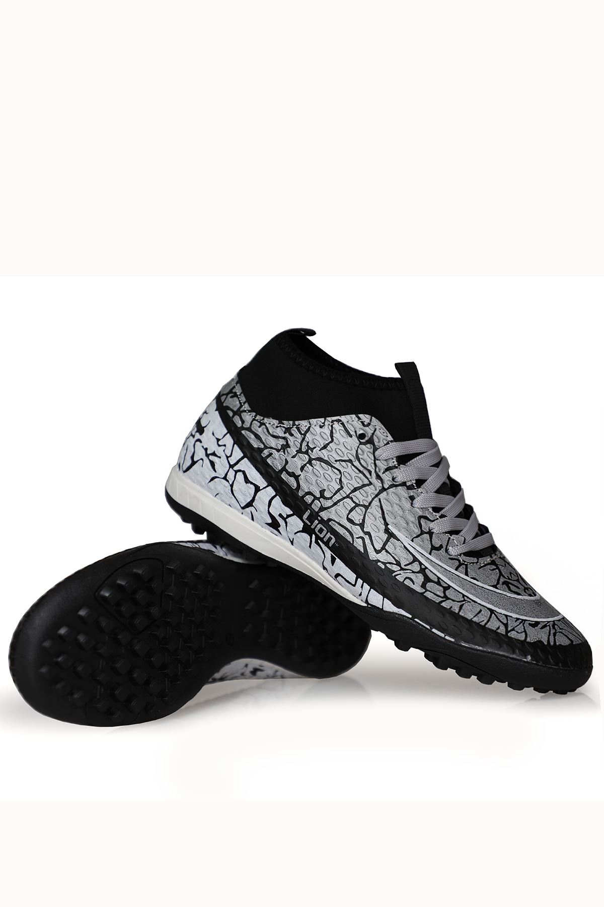Freemax Unisex Çoraplı Halı saha Futbol Ayakkabısı Freemax.1072 Siyah Gümüş