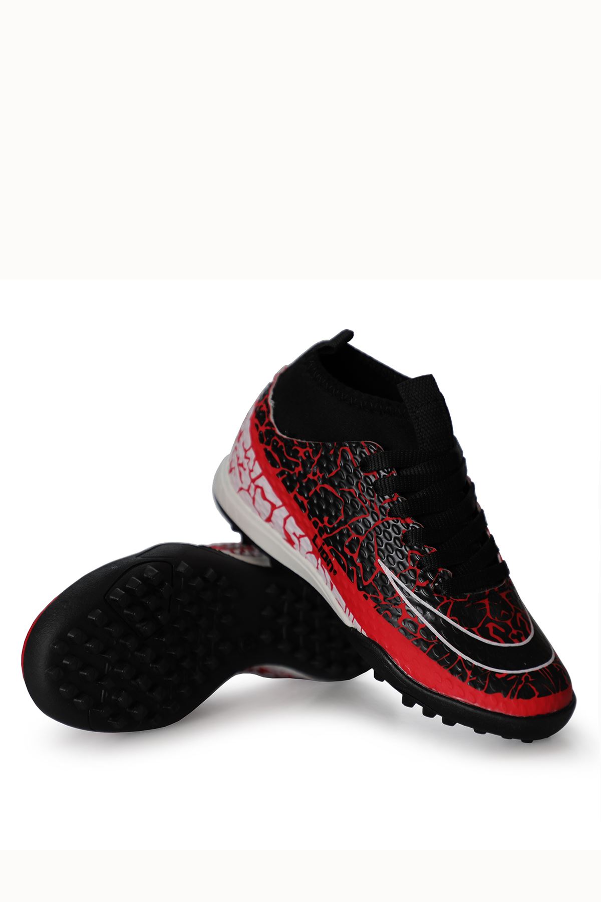 Freemax Garantili Çoraplı Çocuk Halı Saha Futbol Ayakkabısı Freemax.1071CCKHS Kırmızı Siyah
