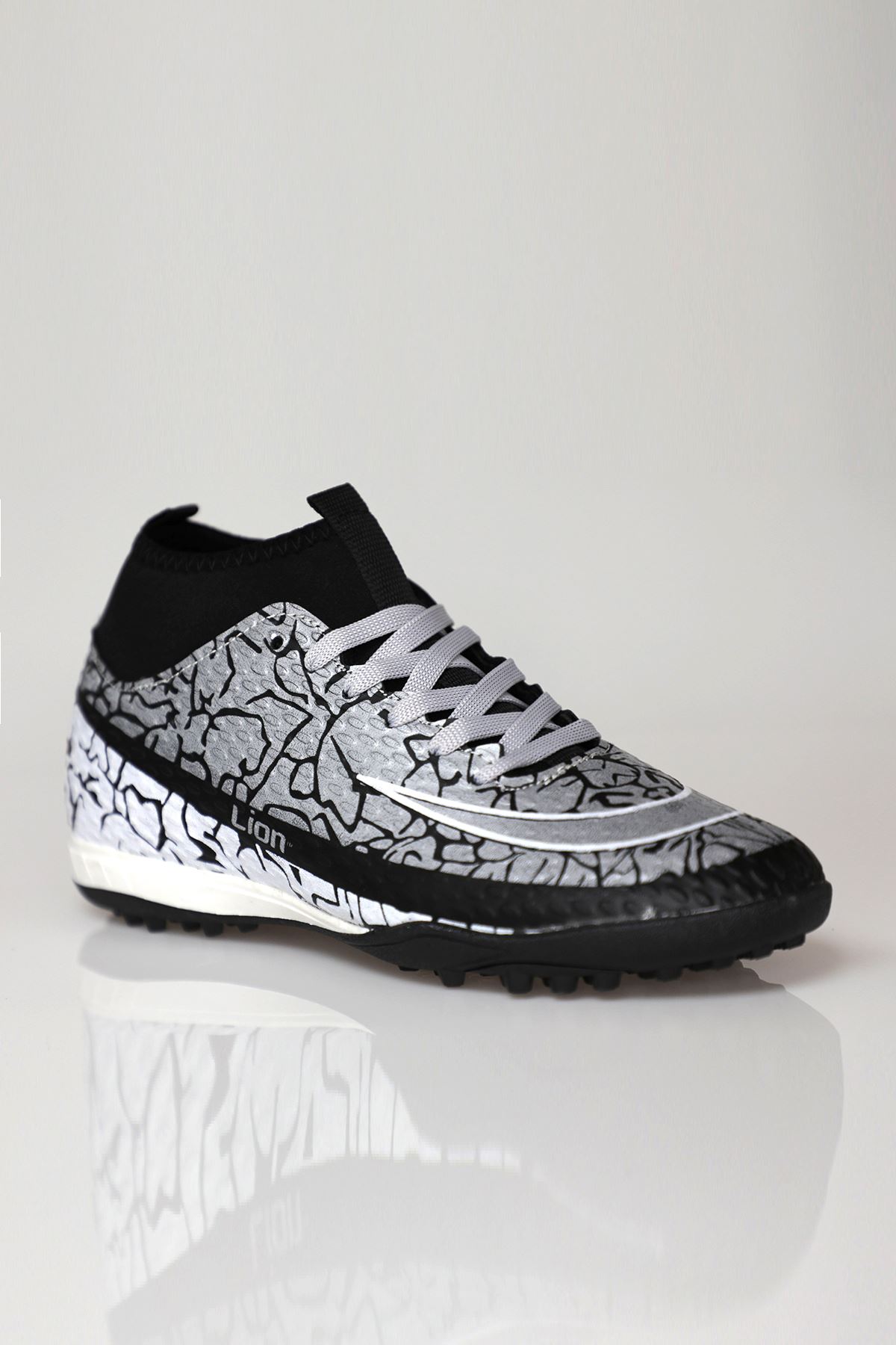 Freemax Unisex Çoraplı Halı saha Futbol Ayakkabısı Freemax.1072 Siyah Gümüş