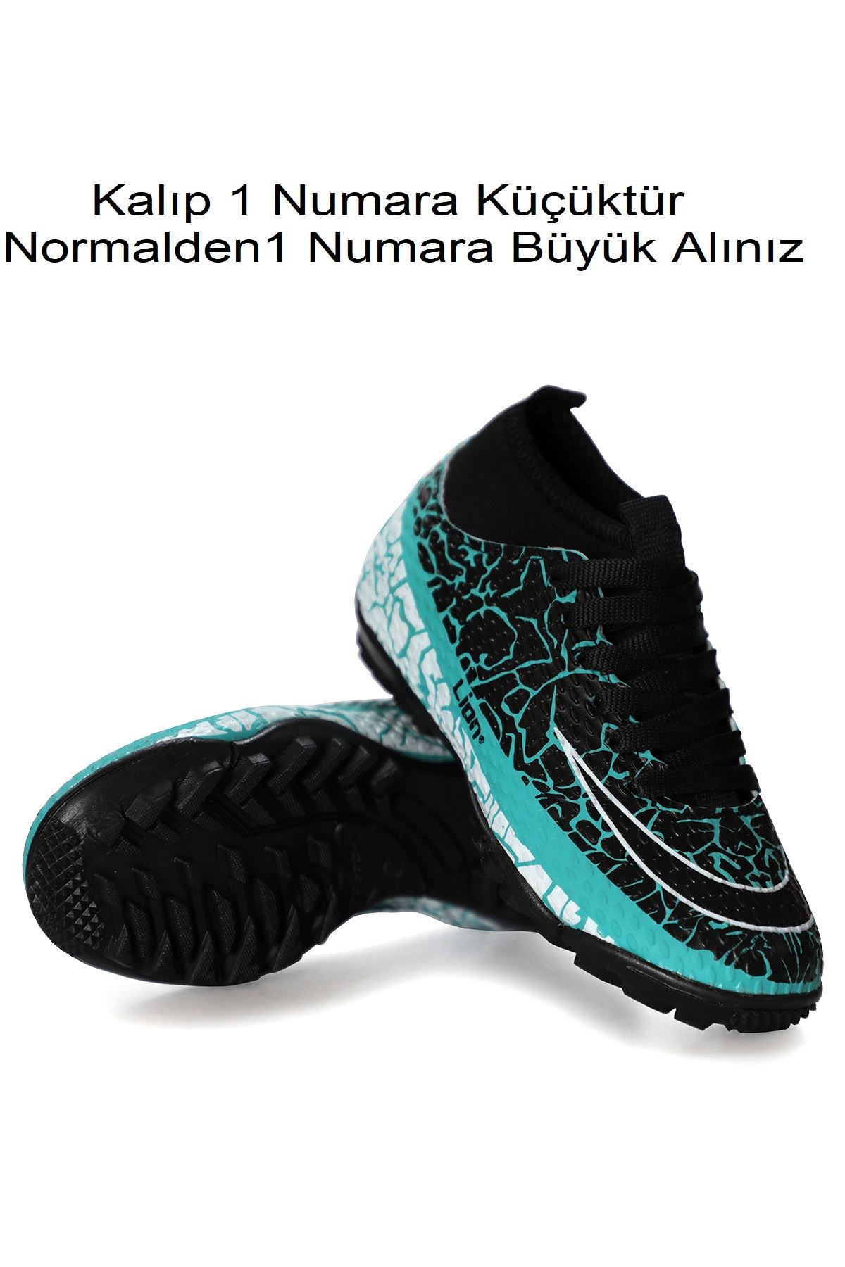 Freemax Garantili Çoraplı Çocuk Halı Saha Futbol Ayakkabısı Freemax.1071CCKHS Su Yeşili Siyah