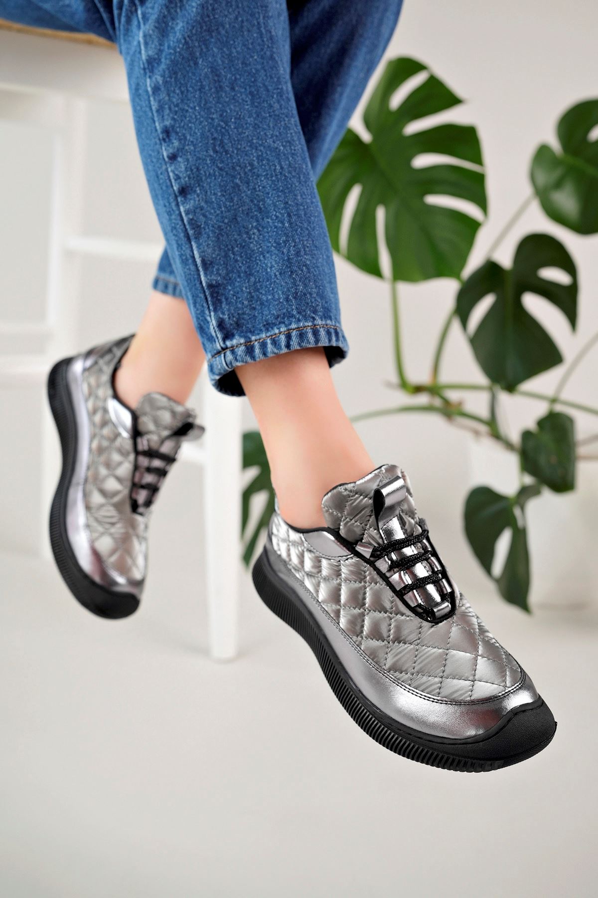 Freemax Kadın Kauçuk Taban Rahat Günlük Sneaker Ayakkabı Ppl.400 Platin