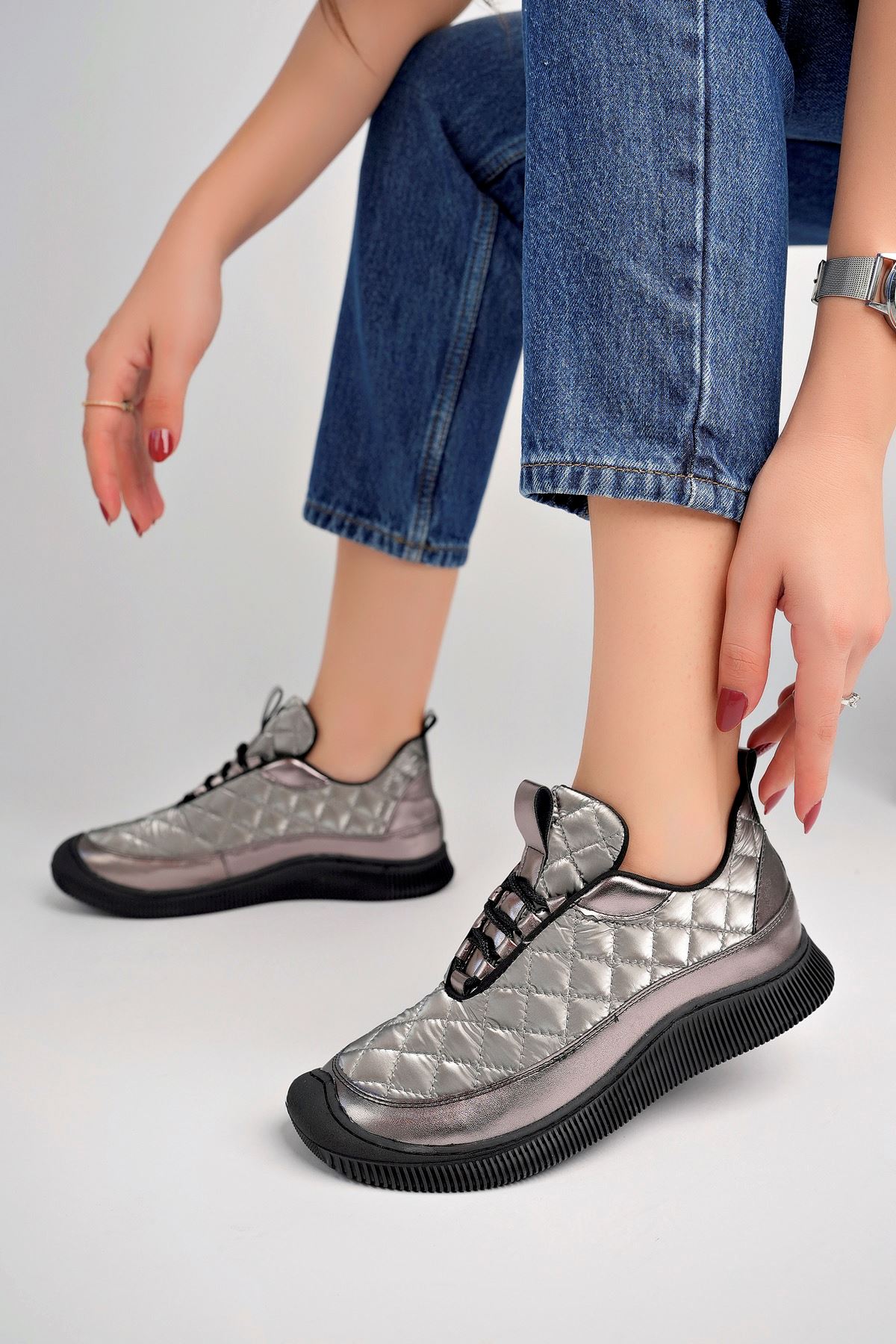 Freemax Kadın Kauçuk Taban Rahat Günlük Sneaker Ayakkabı Ppl.400 Platin