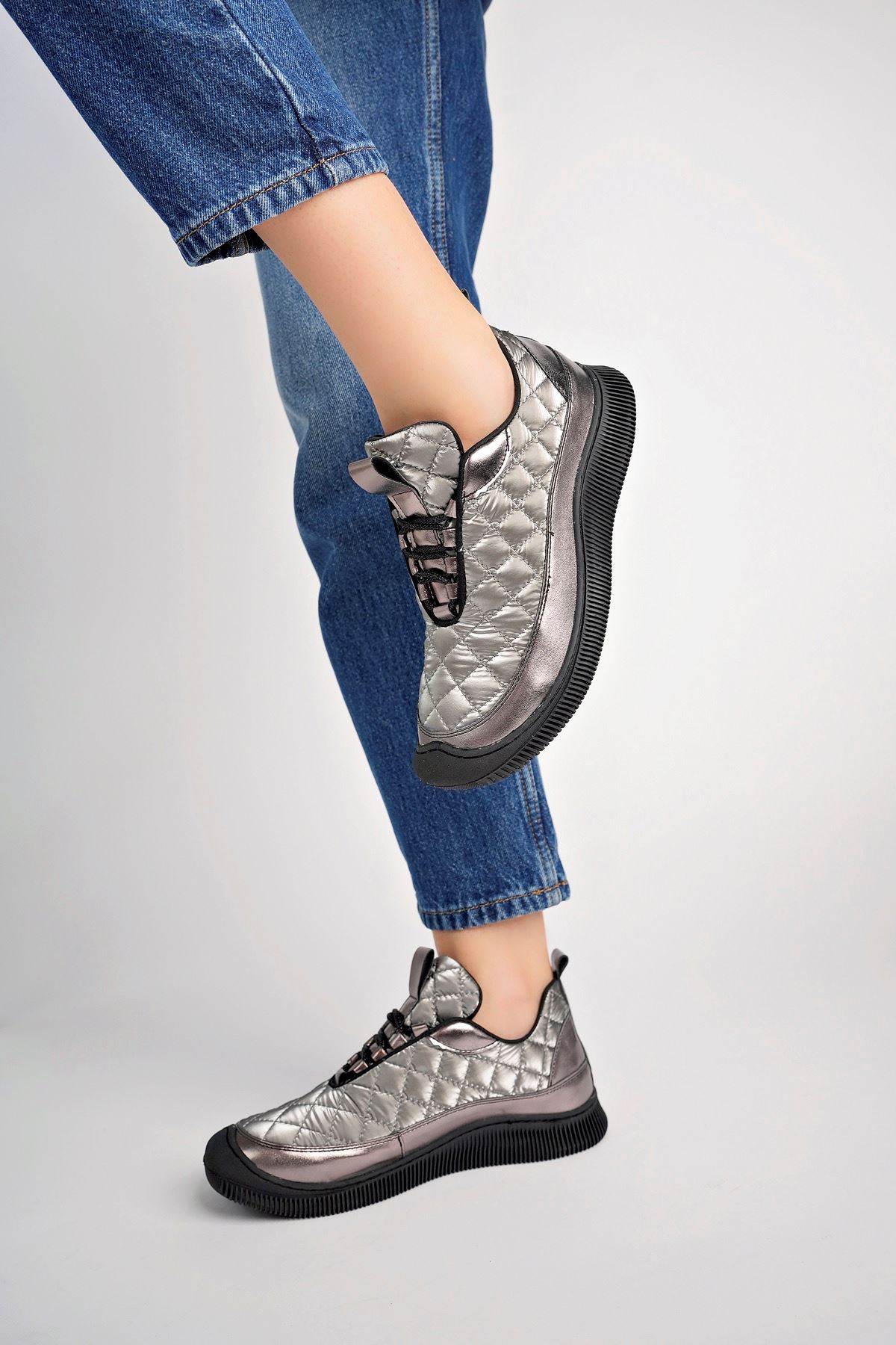 Freemax Kadın Kauçuk Taban Rahat Günlük Sneaker Ayakkabı Ppl.400 Platin