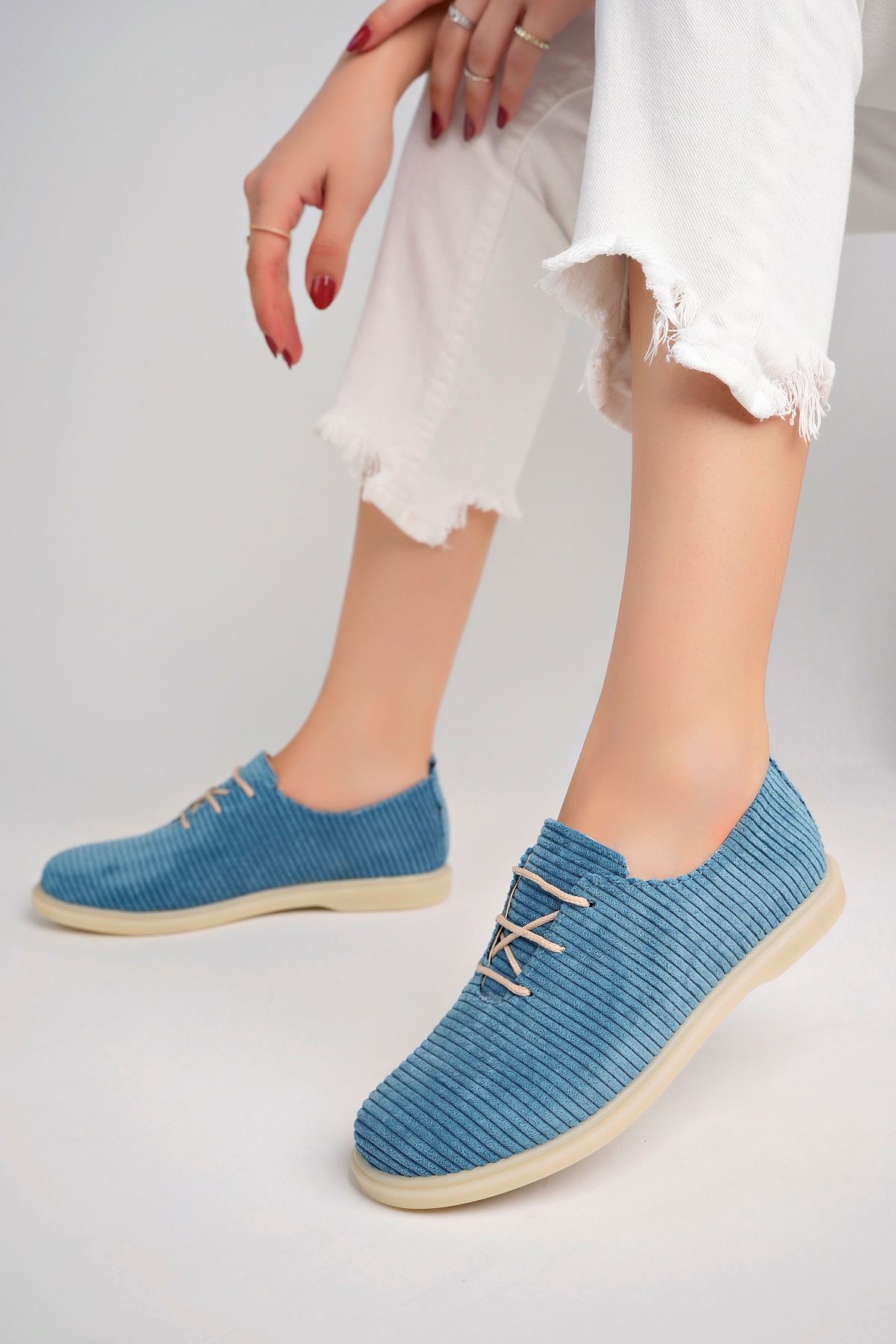 Freemax Kadın Rahat Slikon Taban Günlük Babet Ayakkabı Ppl.200 Mavi