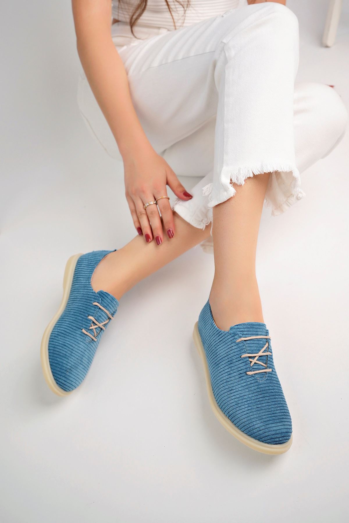 Freemax Kadın Rahat Slikon Taban Günlük Babet Ayakkabı Ppl.200 Mavi