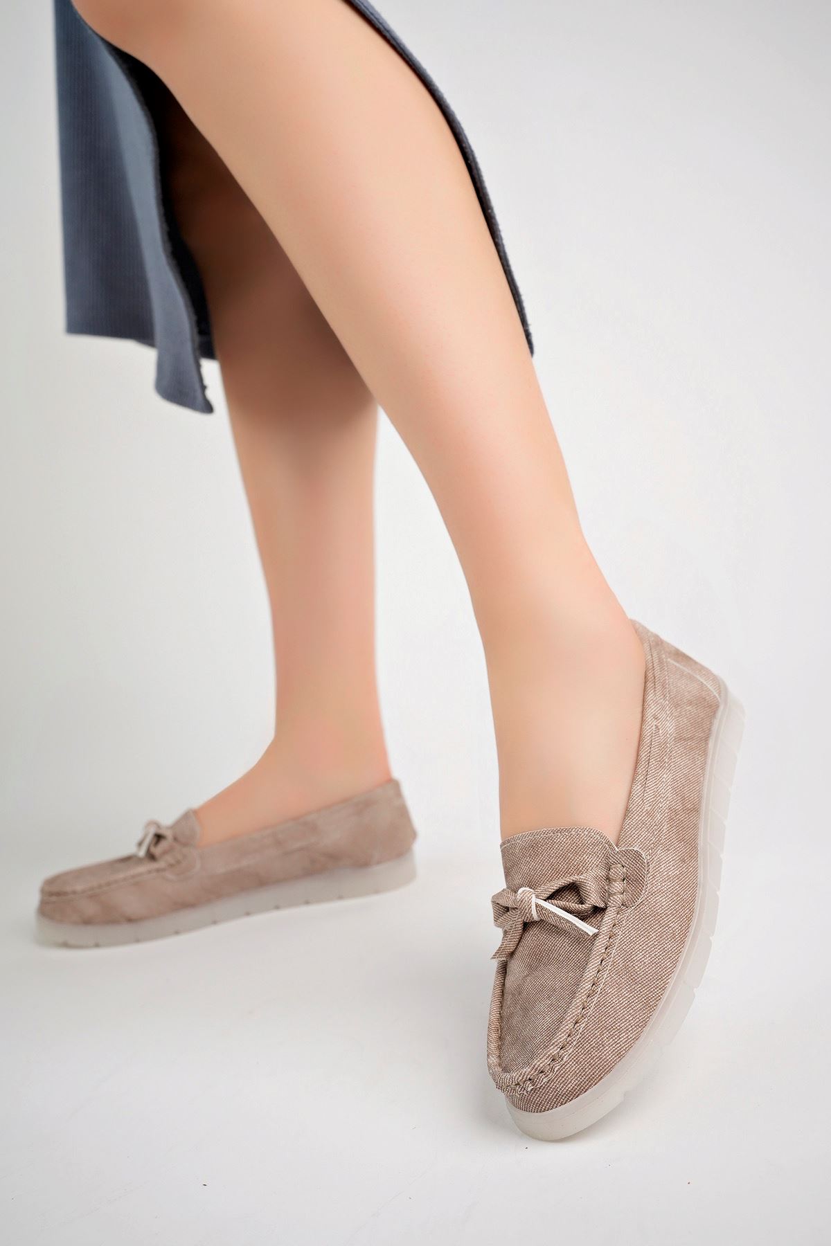 Freemax Kadın Rahat Slikon Taban Günlük Loafer Ayakkabı Ppl.211 Vizon