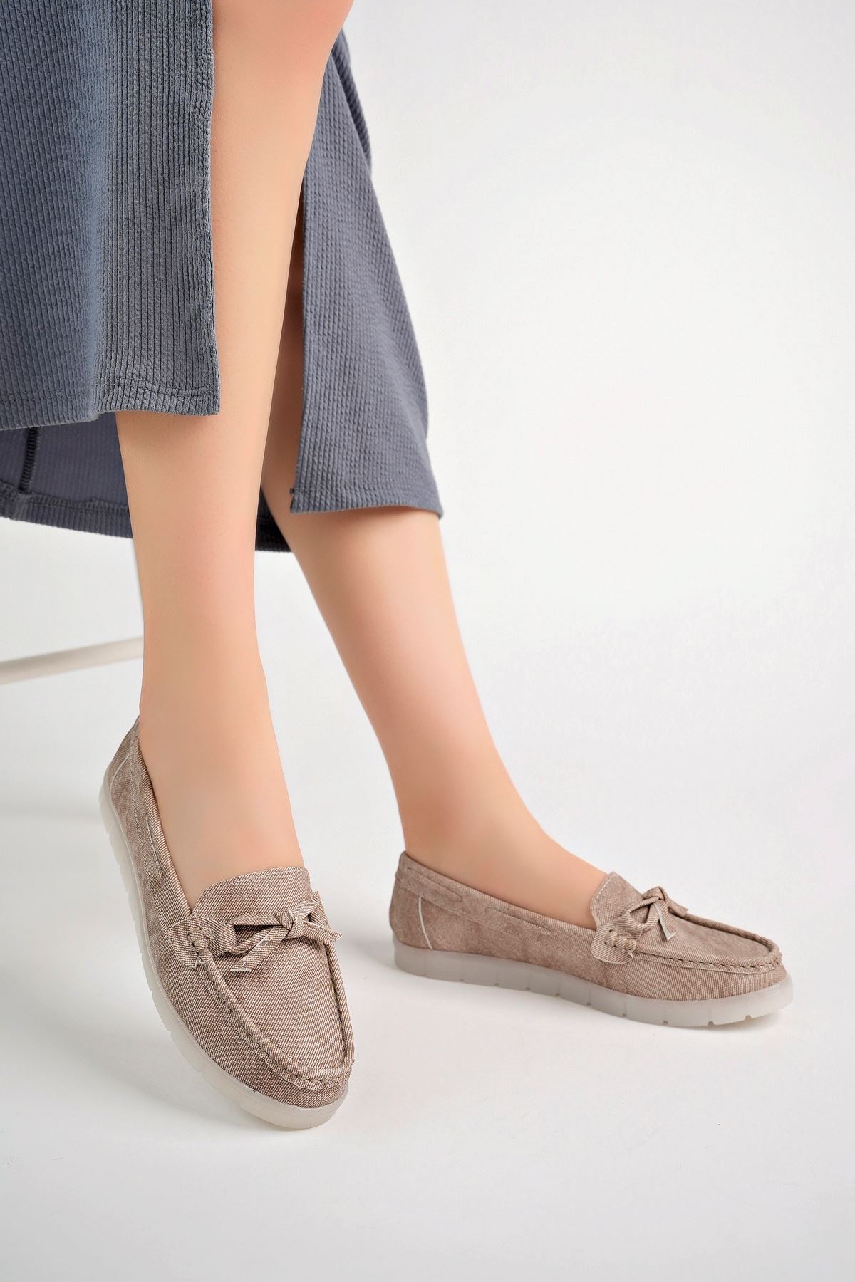 Freemax Kadın Rahat Slikon Taban Günlük Loafer Ayakkabı Ppl.211 Vizon