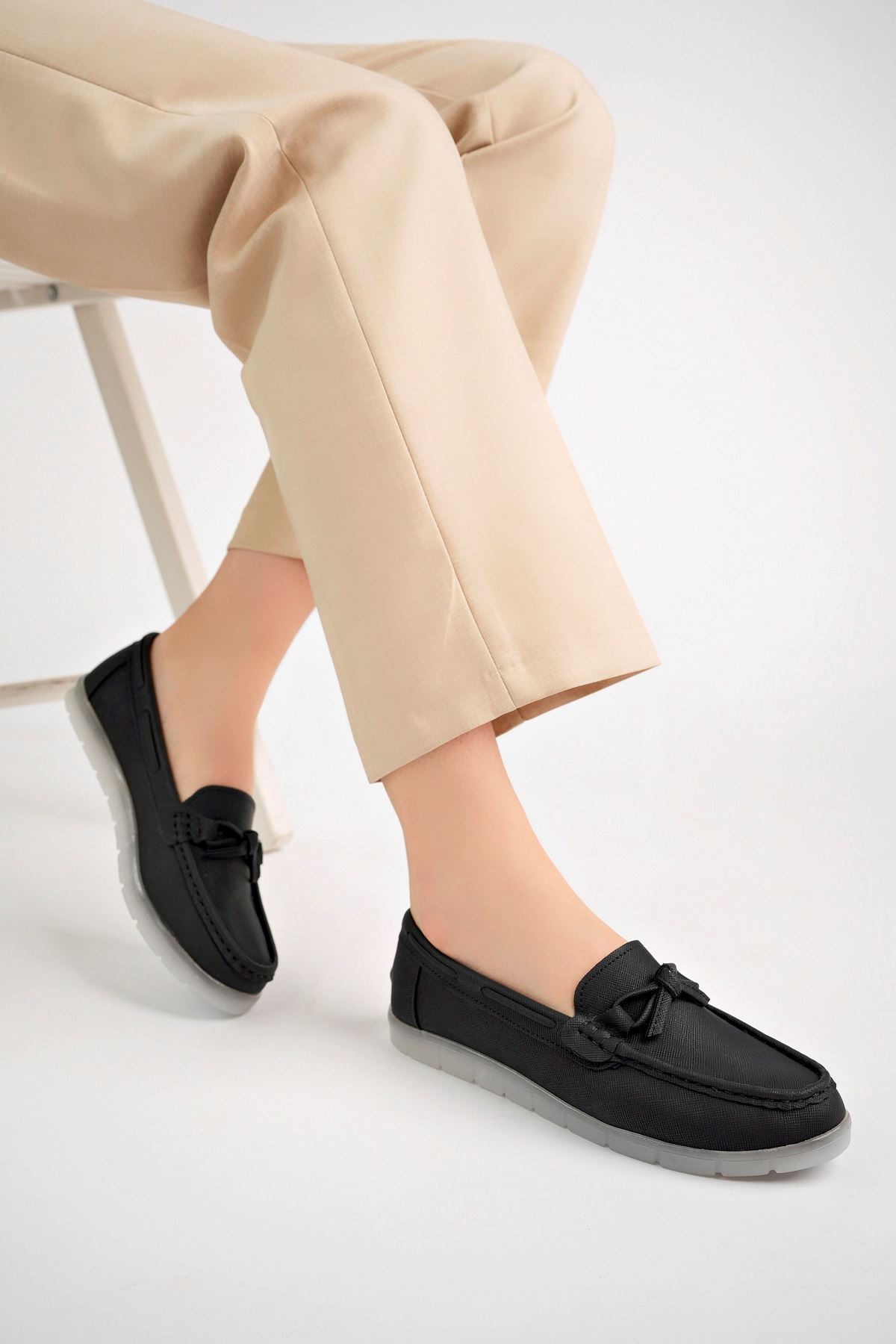 Freemax Kadın Rahat Slikon Taban Günlük Loafer Ayakkabı Ppl.211 Siyah