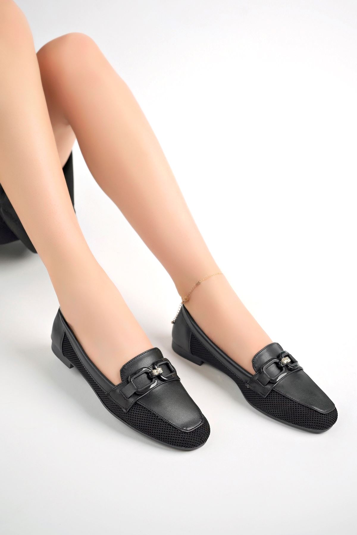 Freemax Kadın Yazlık Rahat Dokuma Babet Ayakkabı Freemax.051 Siyah