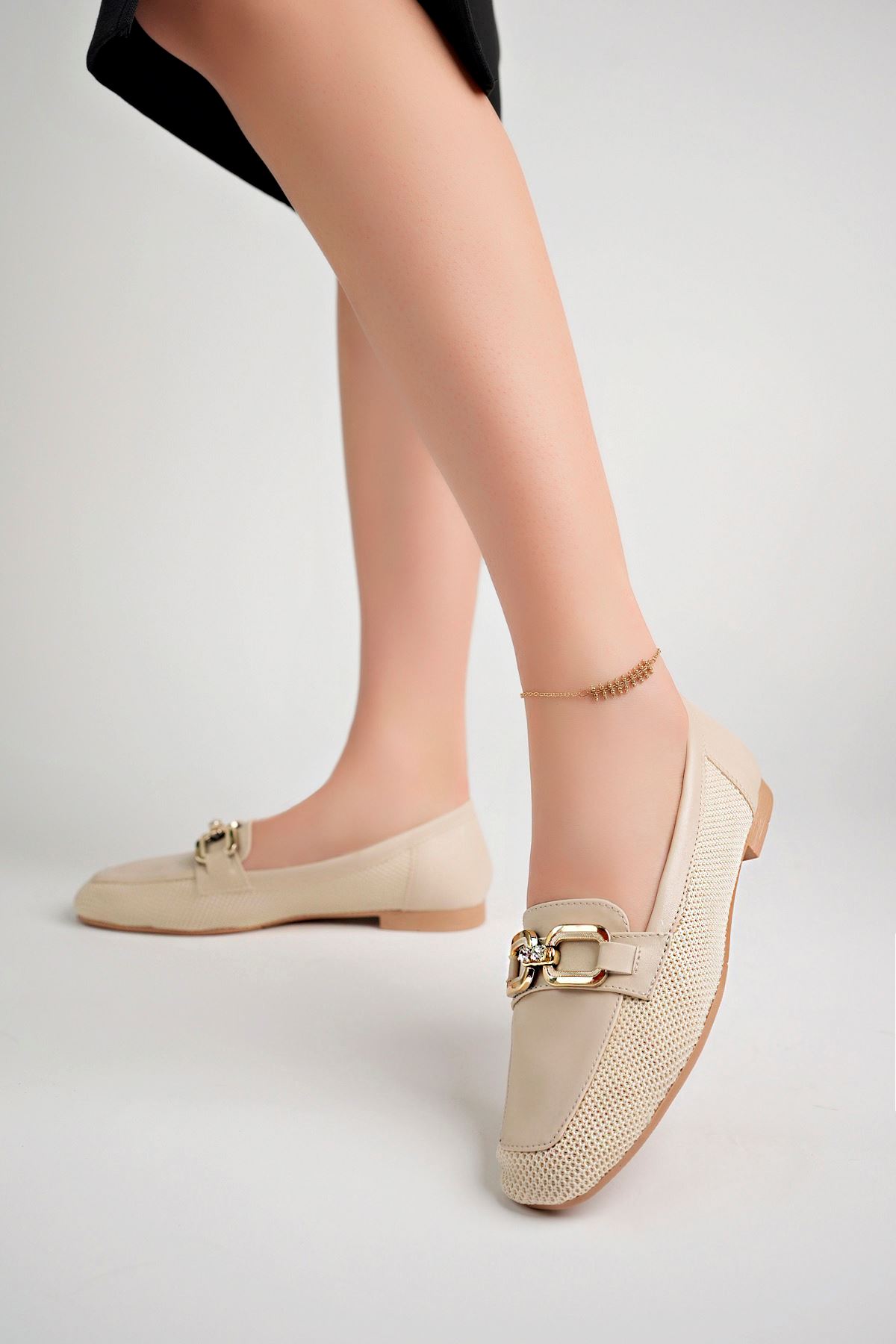 Freemax Kadın Yazlık Rahat Dokuma Babet Ayakkabı Freemax.051 Ten