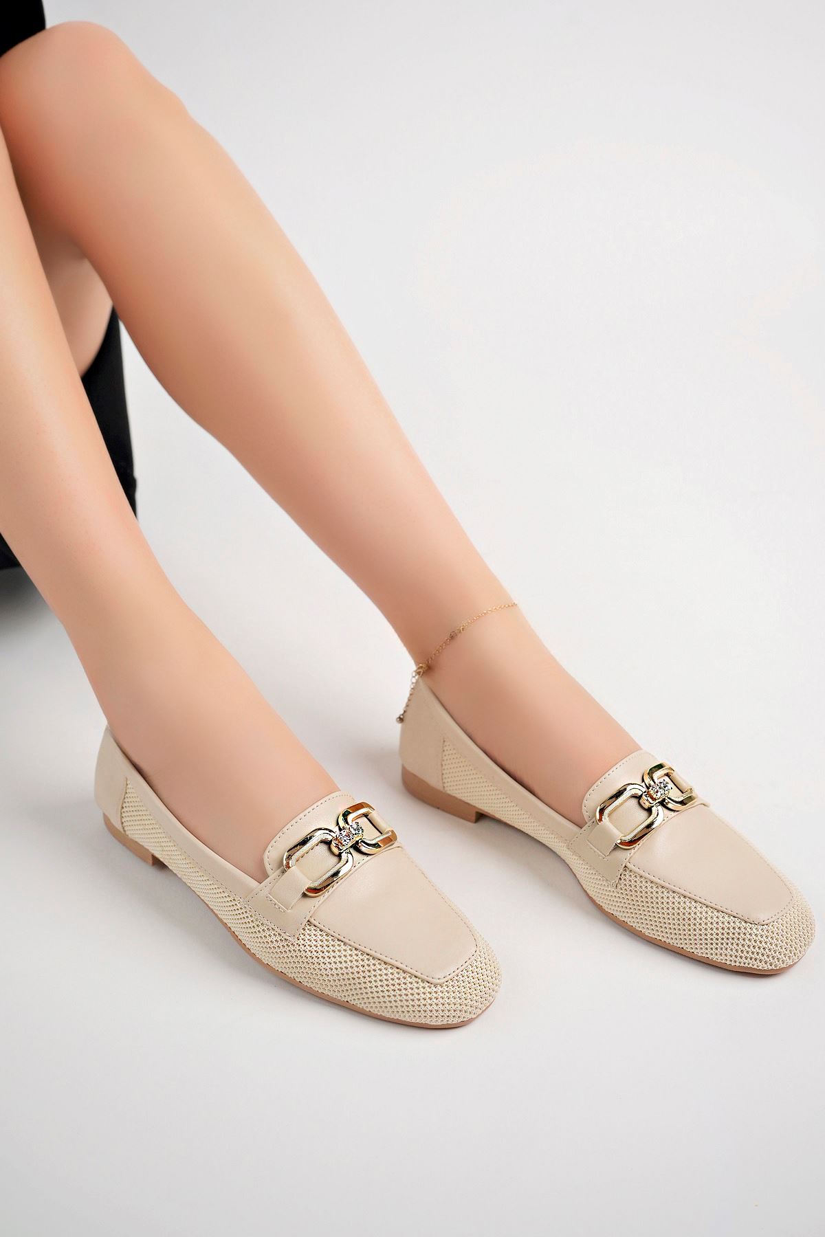 Freemax Kadın Yazlık Rahat Dokuma Babet Ayakkabı Freemax.051 Ten