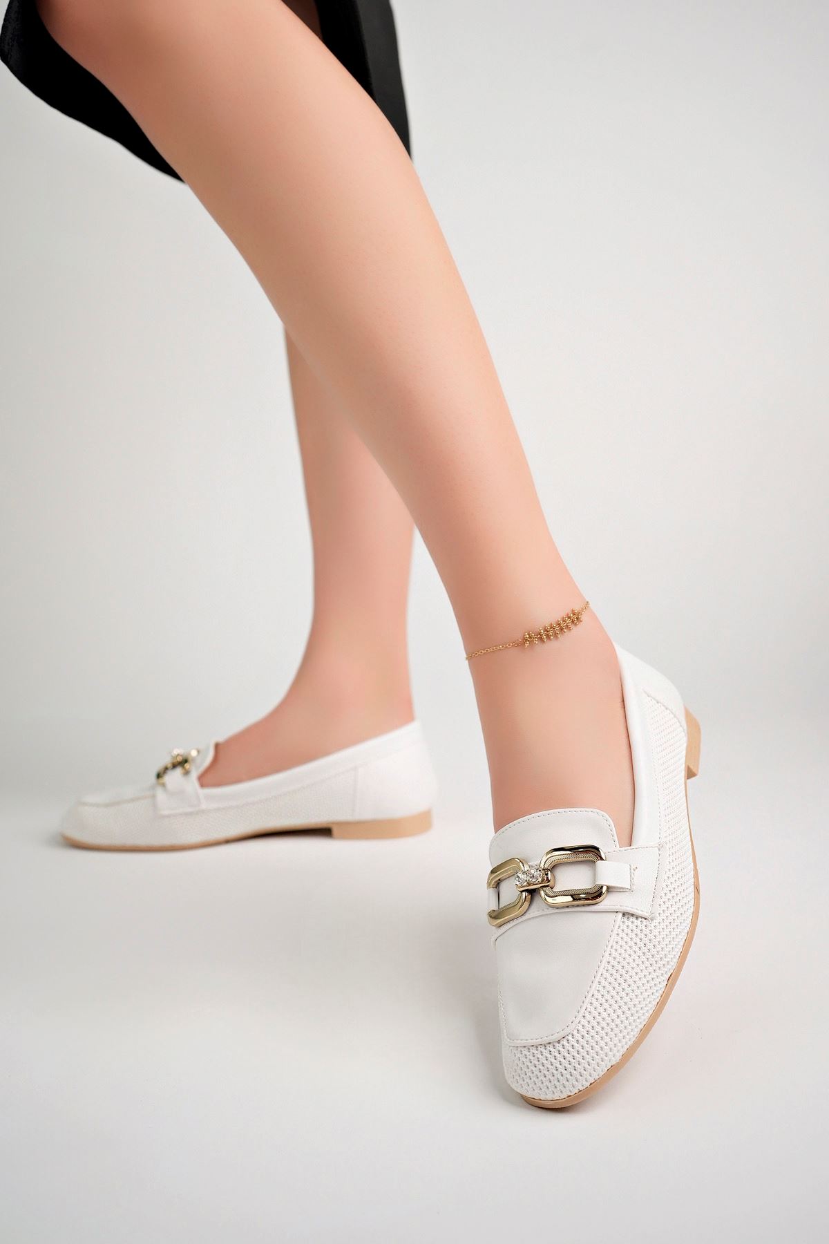 Freemax Kadın Yazlık Rahat Dokuma Babet Ayakkabı Freemax.051 Beyaz