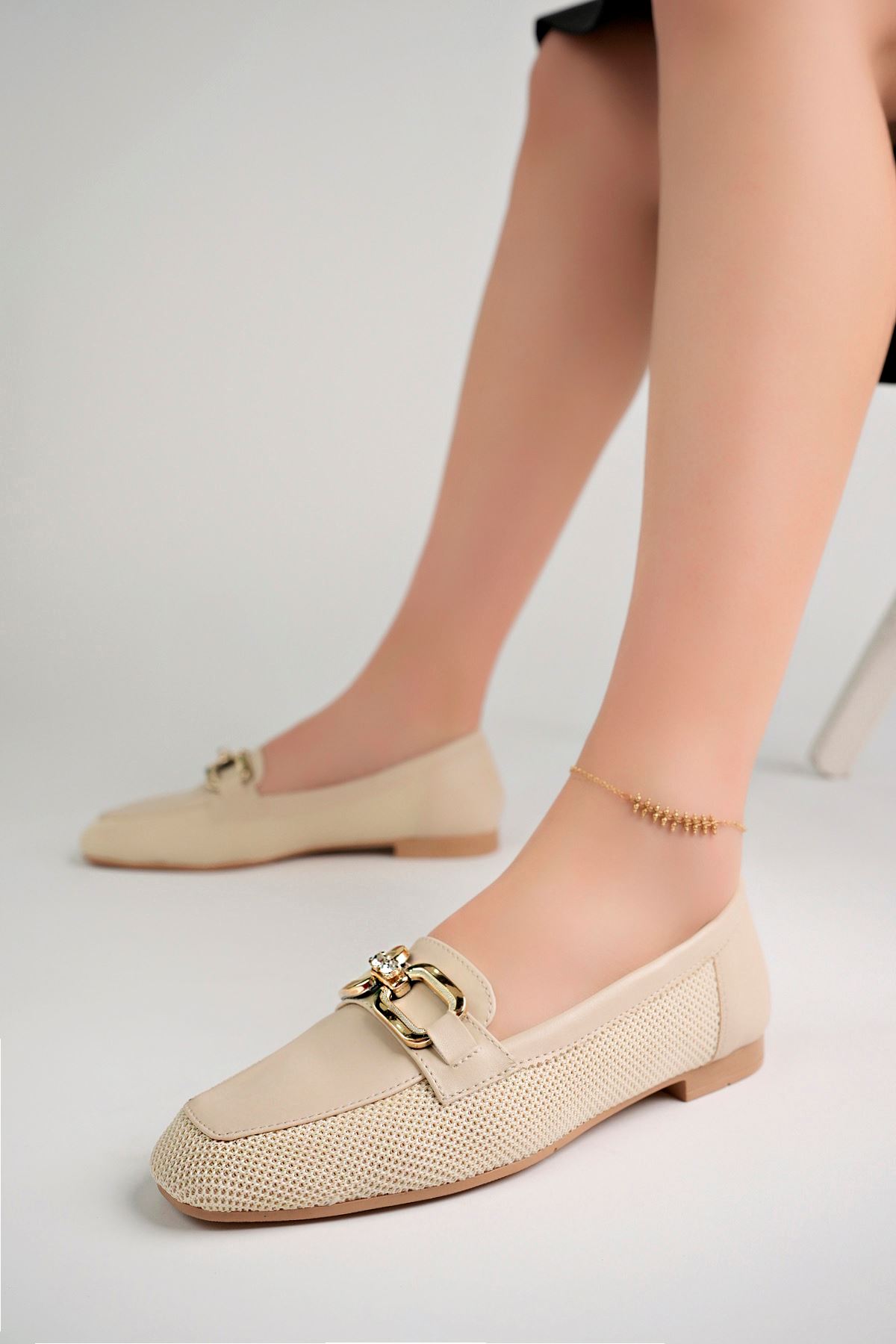 Freemax Kadın Yazlık Rahat Dokuma Babet Ayakkabı Freemax.051 Ten