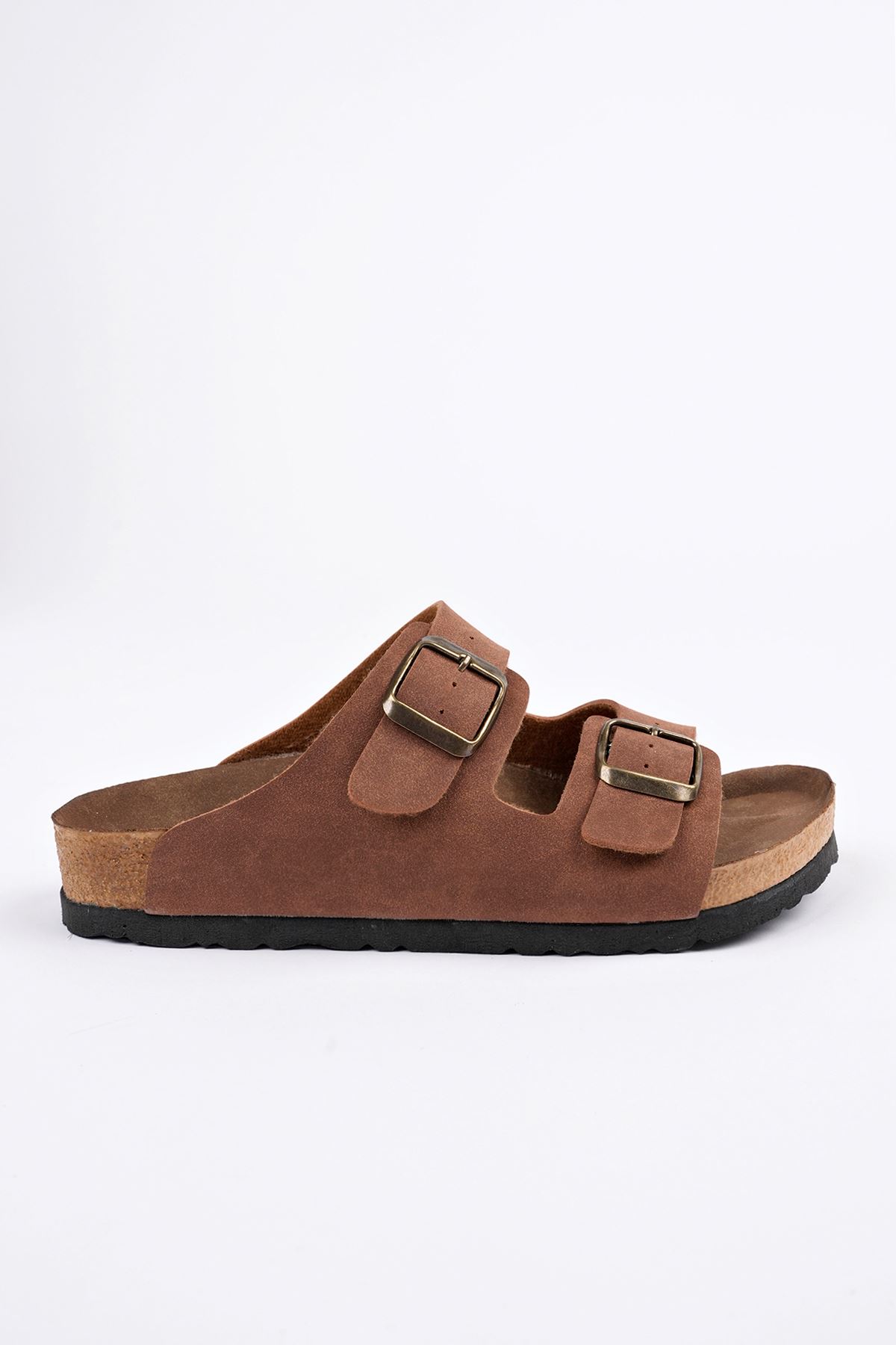 Freemax Kadın Garantili Anatomik Tasarım Çift Toka Yazlık Günlük Birken Terlik VEGAN4095 Taba