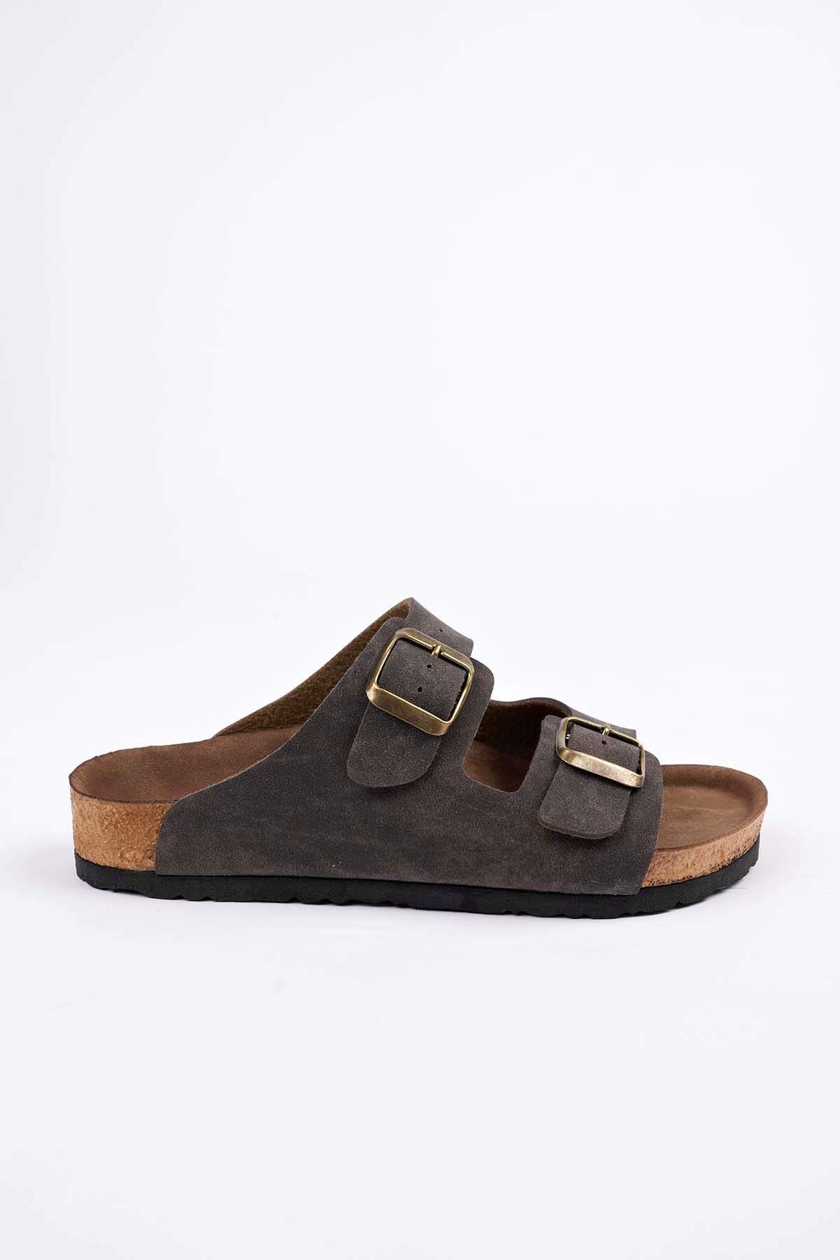 Freemax Kadın Garantili Anatomik Tasarım Çift Toka Yazlık Günlük Birken Terlik VEGAN4095 Kahve