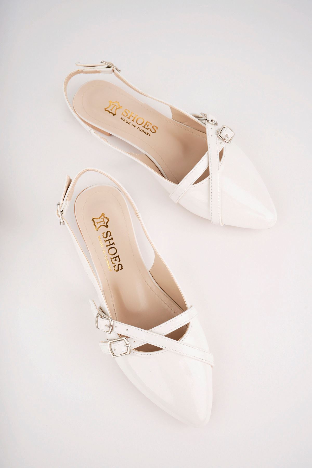 Freemax Kadın Yazlık Kemer Detaylı Babet Ayakkabı  Freemax.2024.054 Beyaz