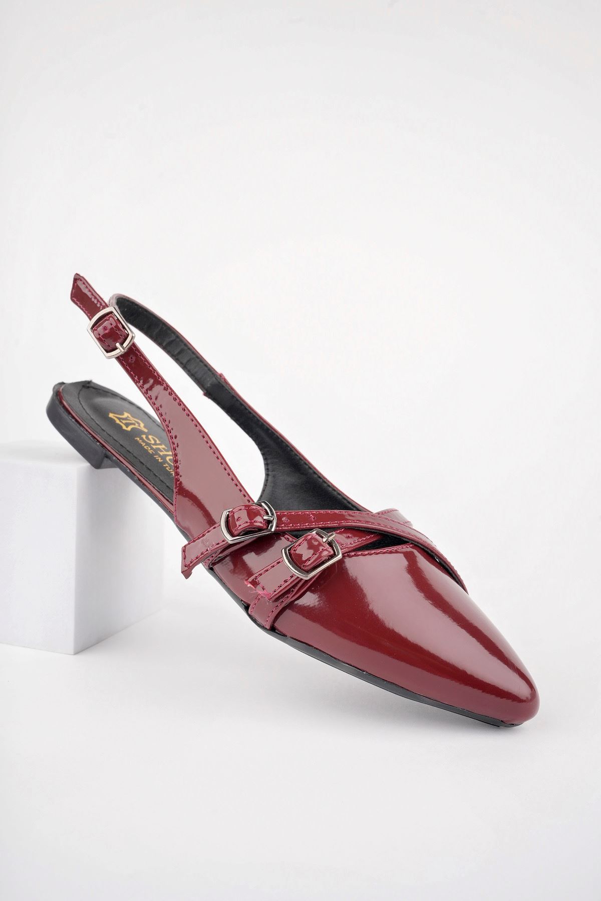 Freemax Kadın Yazlık Kemer Detaylı Babet Ayakkabı  Freemax.2024.054 BORDO