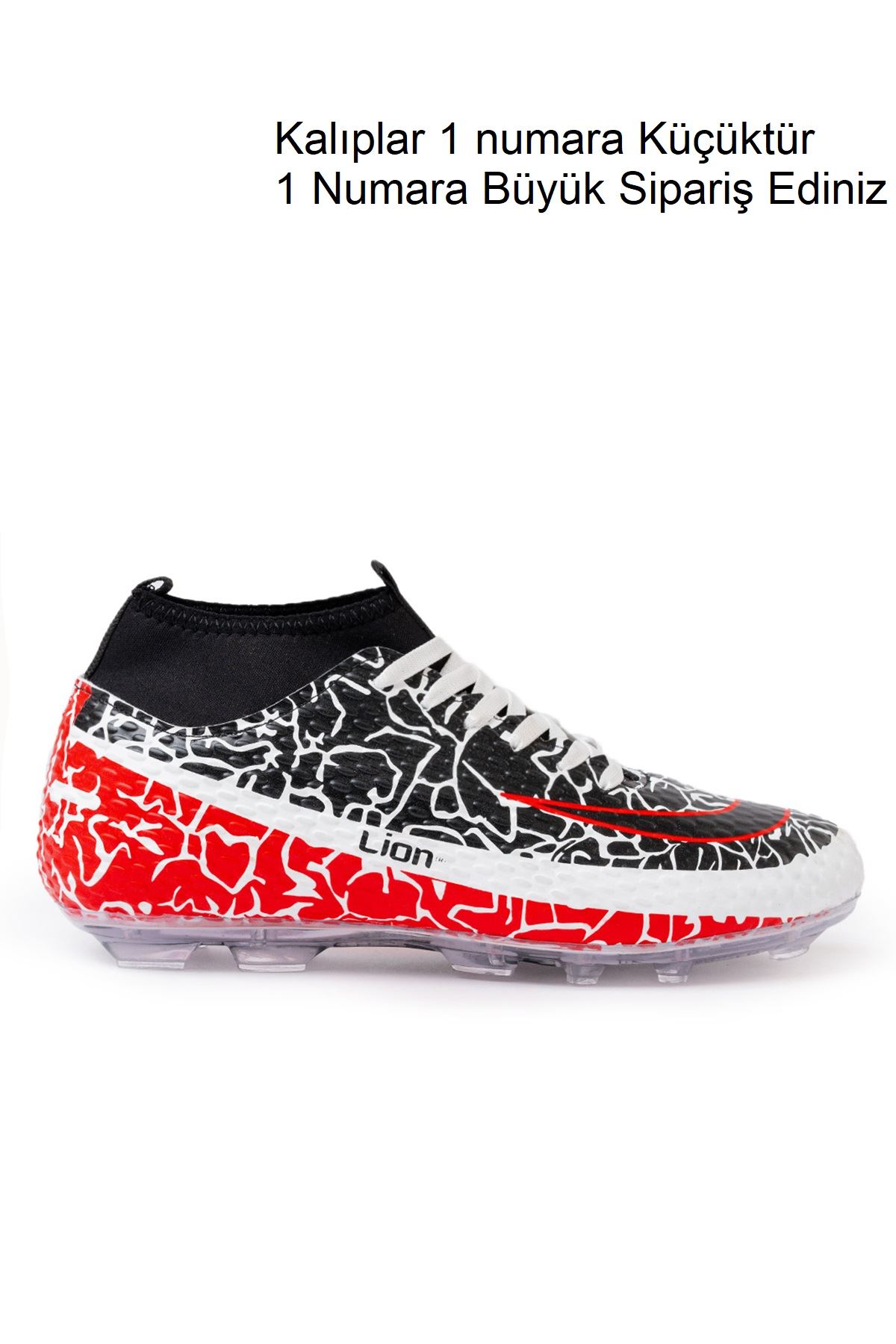 Freemax Garantili Çoraplı Çocuk Krampon Futbol Ayakkabısı Freemax.1071CCKKRMP Beyaz Siyah