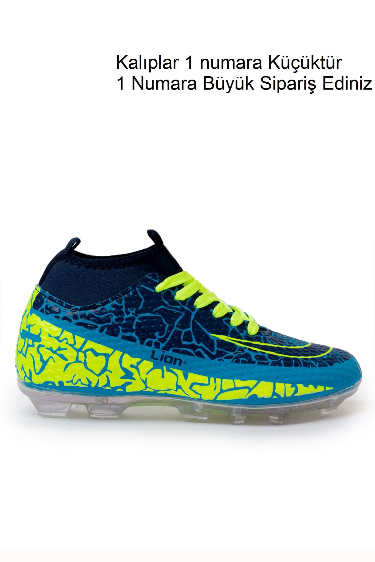 Freemax Garantili Çoraplı Çocuk Krampon Futbol Ayakkabısı Freemax.1071CCKKRMP Turkuaz Lacivert