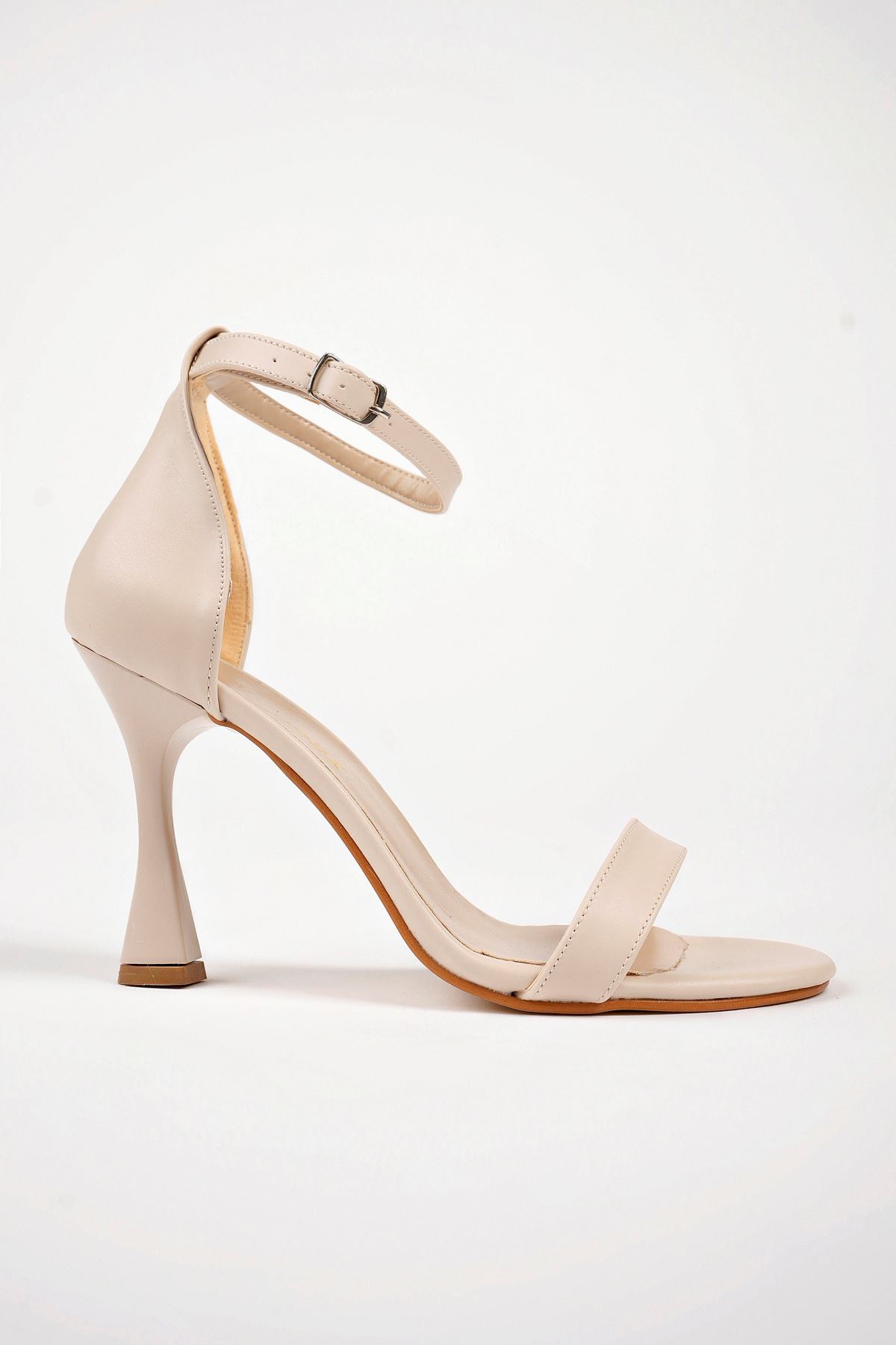 Freemax Kadın 10 cm Klasik Yüksek Topuklu Abiye Ayakkabı Brt 6002 Ten