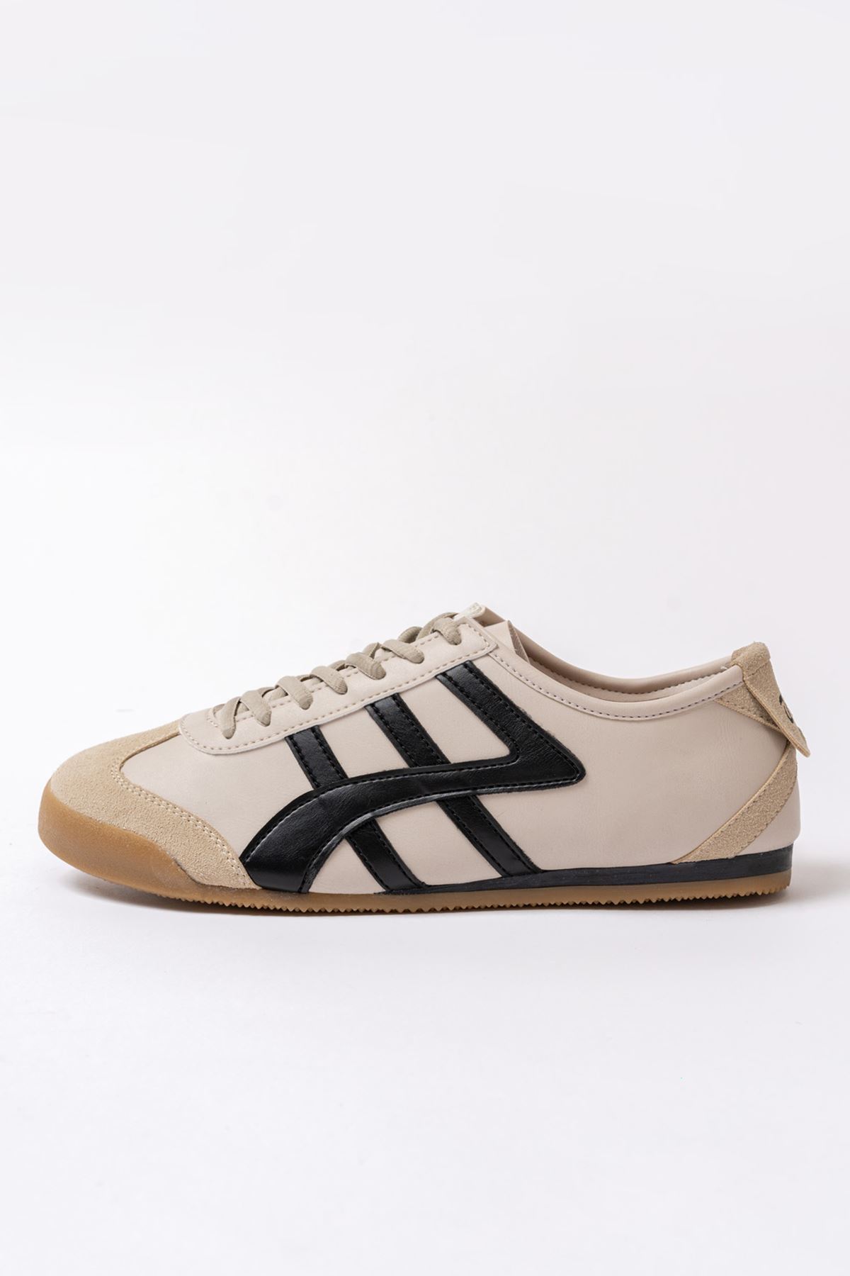 Freemax Erkek  Sneaker Spor Ayakkabı 614 Bej Siyah