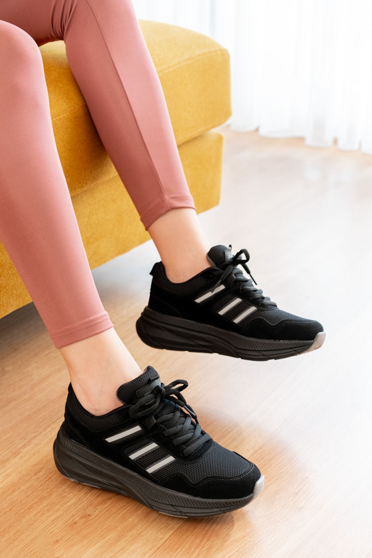 Freemax Unisex Anatomik Garantili Çok Hafif Esnek Rahat Sneaker Spor Ayakkabıı 2466 Siyah Füme