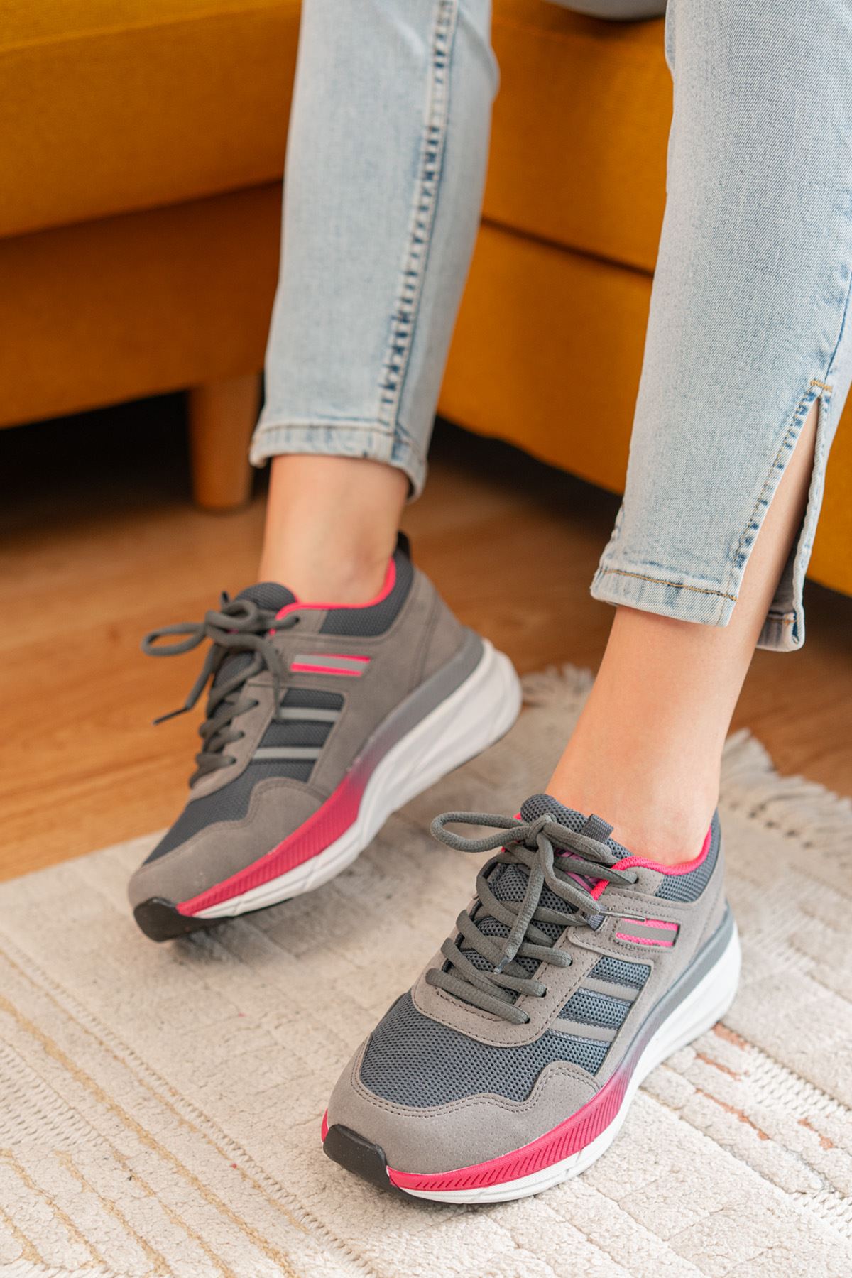 Freemax Unisex Anatomik Garantili Çok Hafif Esnek Rahat Sneaker Spor Ayakkabıı 2466 FÜME