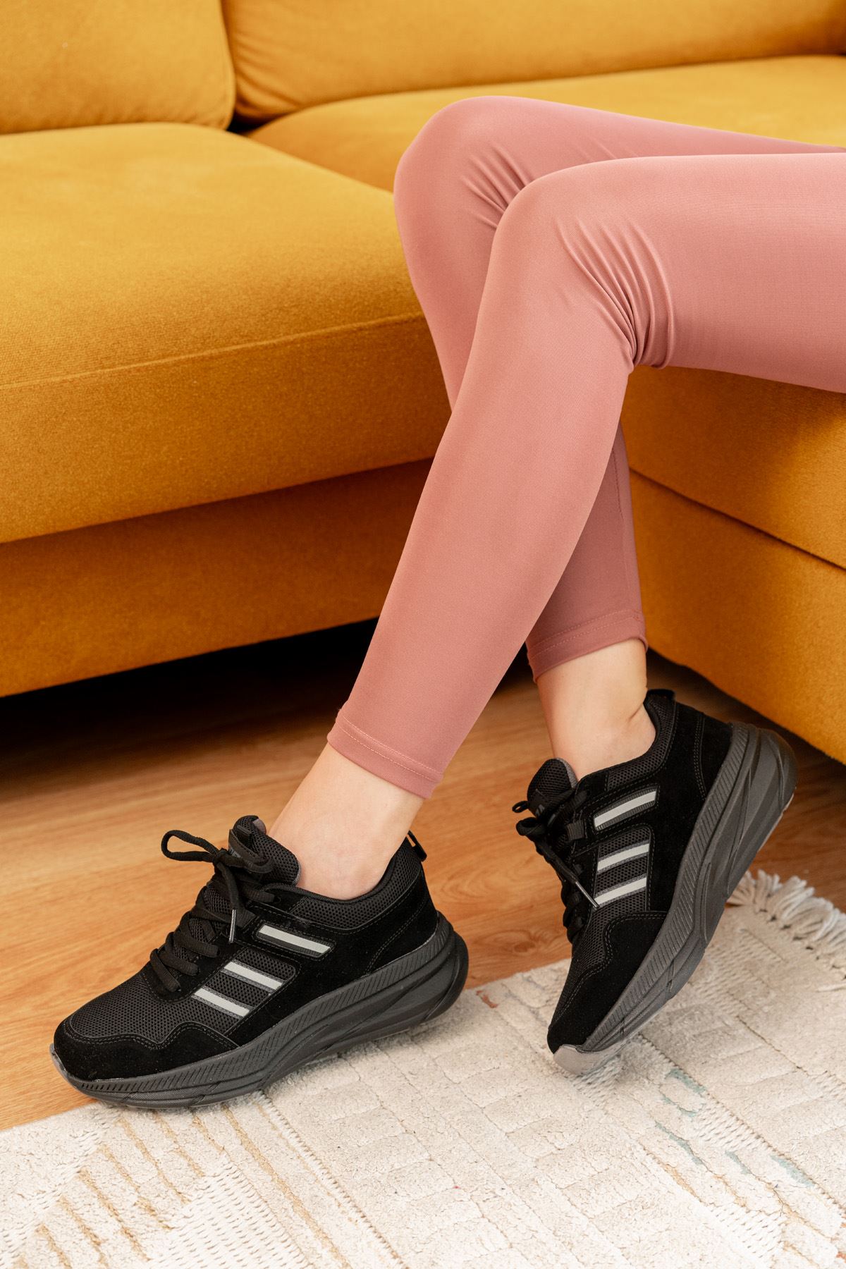 Freemax Unisex Anatomik Garantili Çok Hafif Esnek Rahat Sneaker Spor Ayakkabıı 2466 Siyah Füme