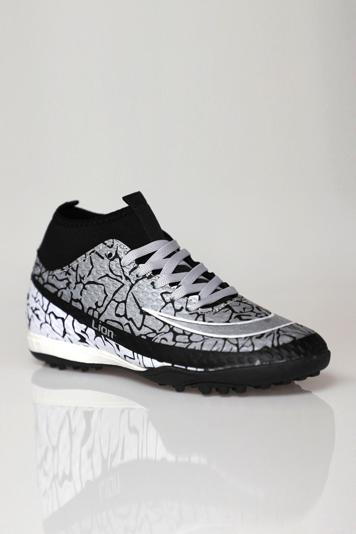 Freemax Garantili Çoraplı Çocuk Halı Saha Futbol Ayakkabısı Freemax.1071CCKHS Siyah Gümüş